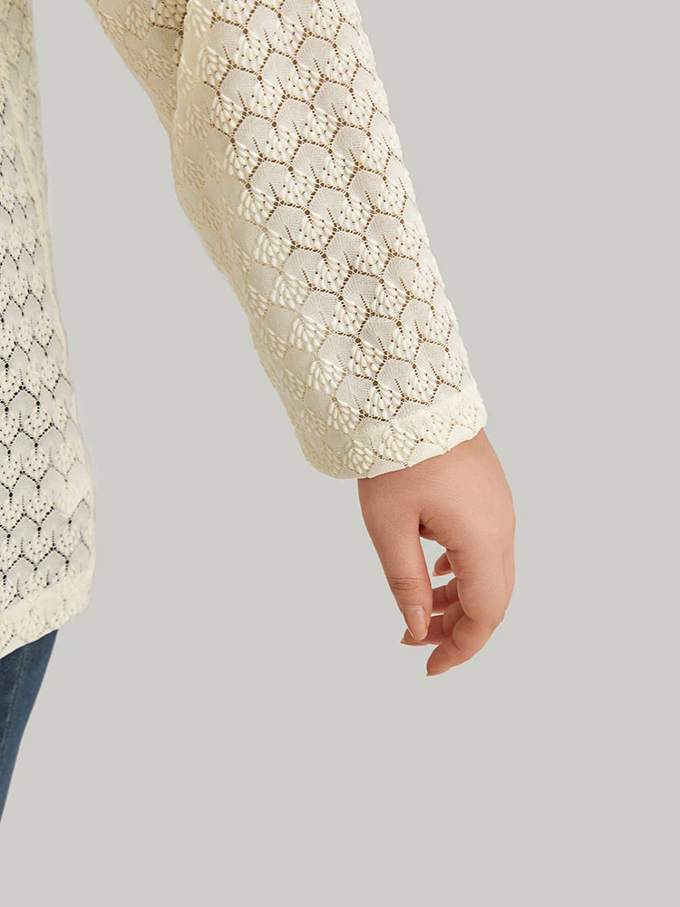 Geometric Lace Hollow Out Button Through Jacket - Image 8