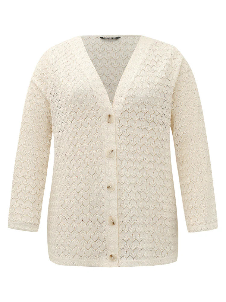 Geometric Lace Hollow Out Button Through Jacket - Image 9
