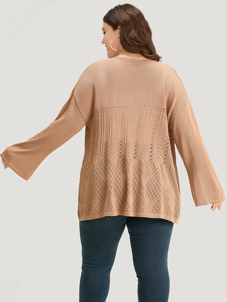 Geometric Hollow Out Button Up Cardigan - Image 2
