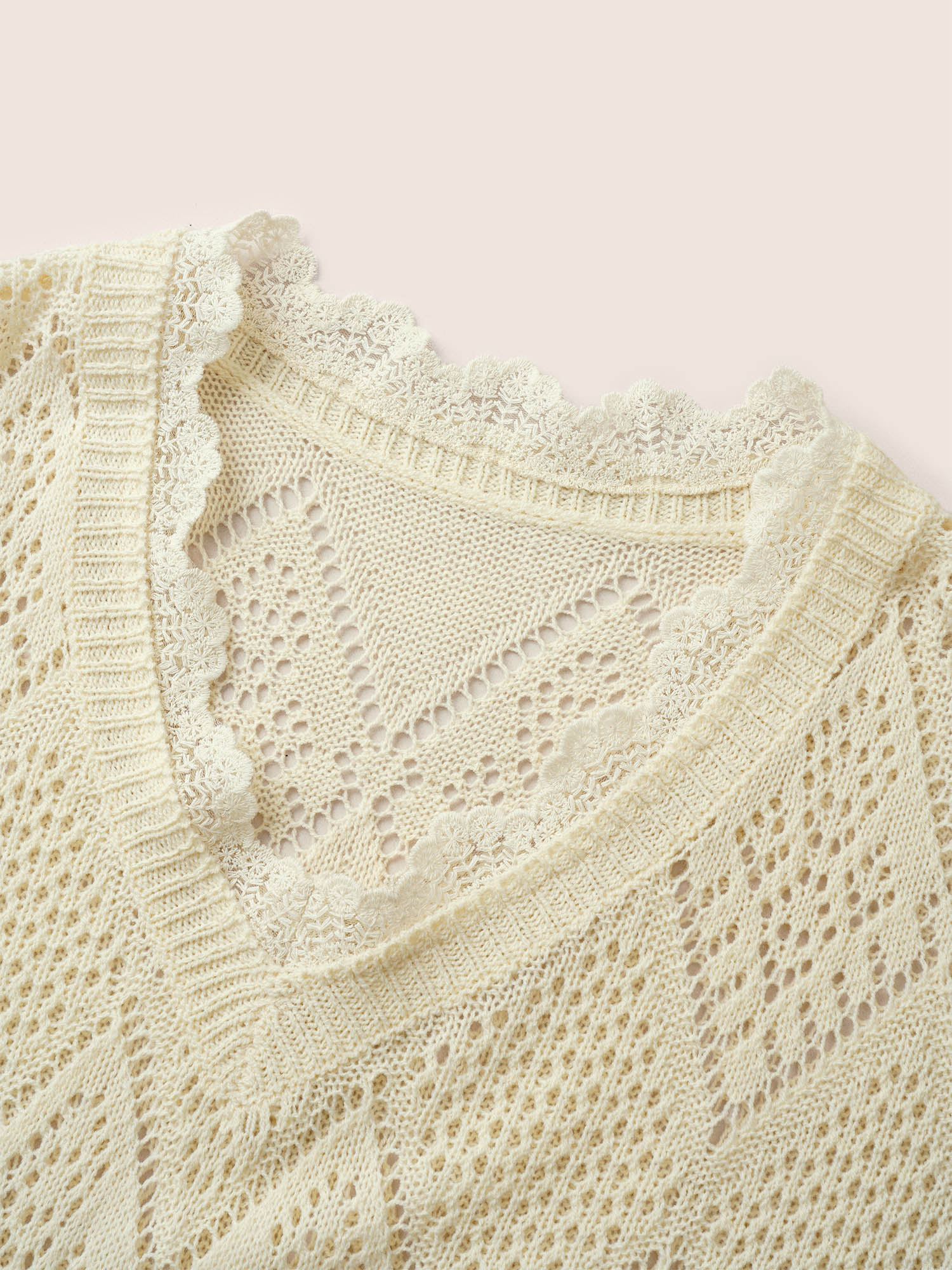 Geometric Hollow Out Mesh Lace Panel Pullover - Image 5