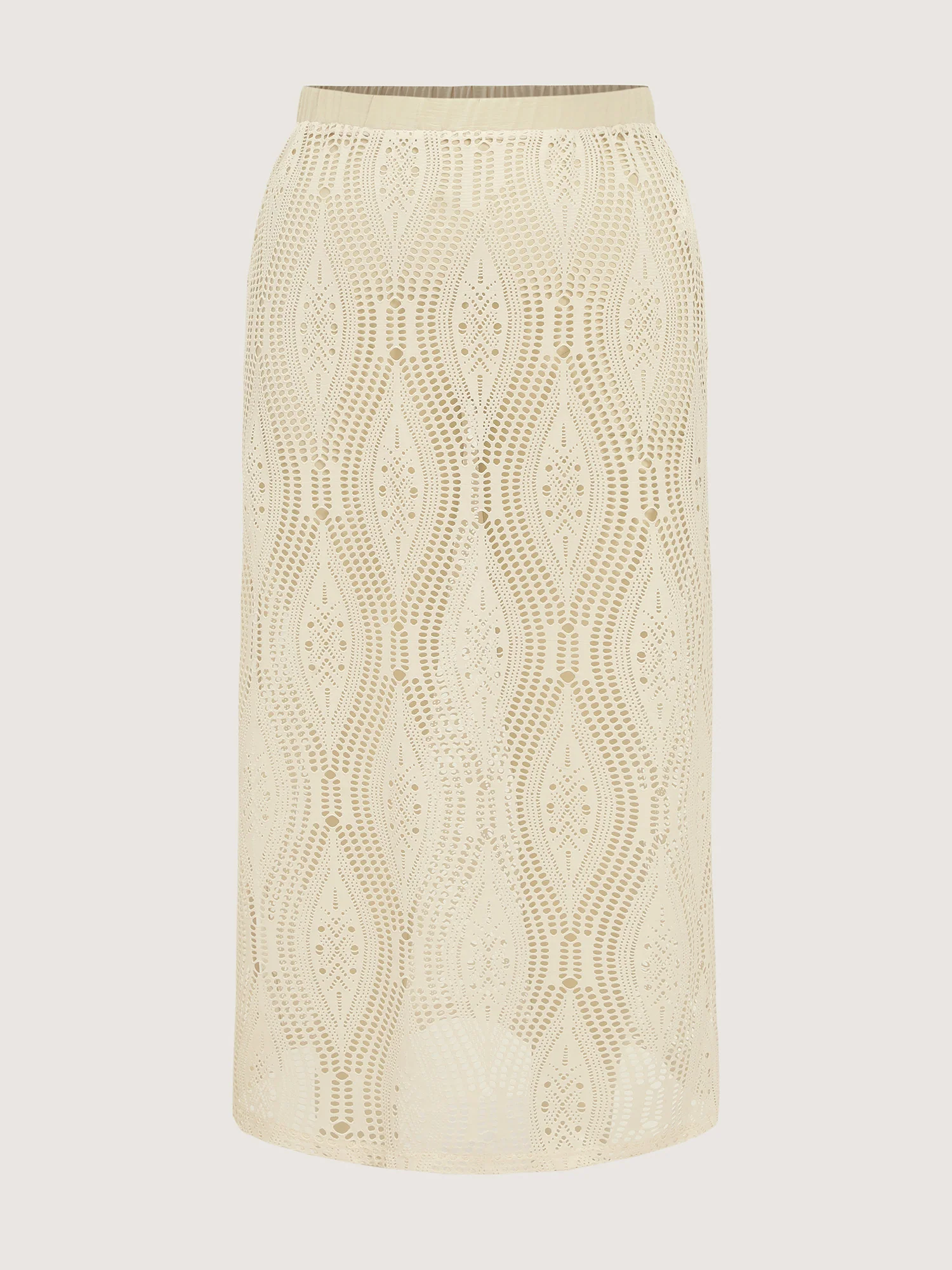 Geometric Hollowed-Out Straight-Fit Maxi Skirt - Image 7