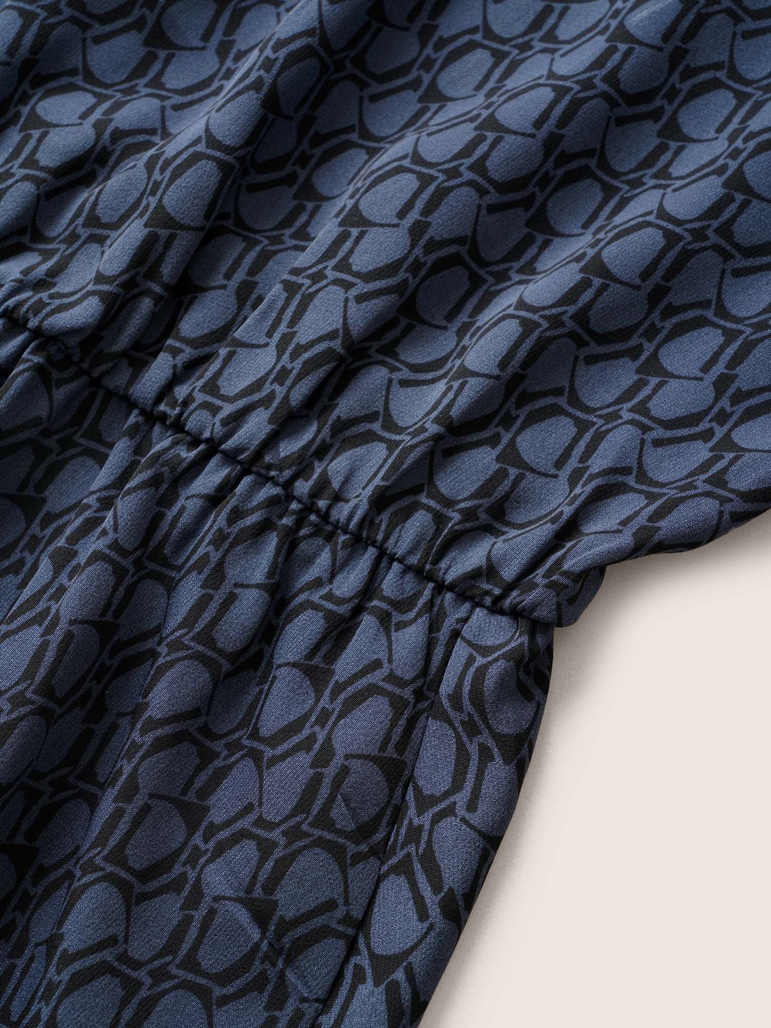 Geometric Metal Chain Detail Belted Dress - Image 6