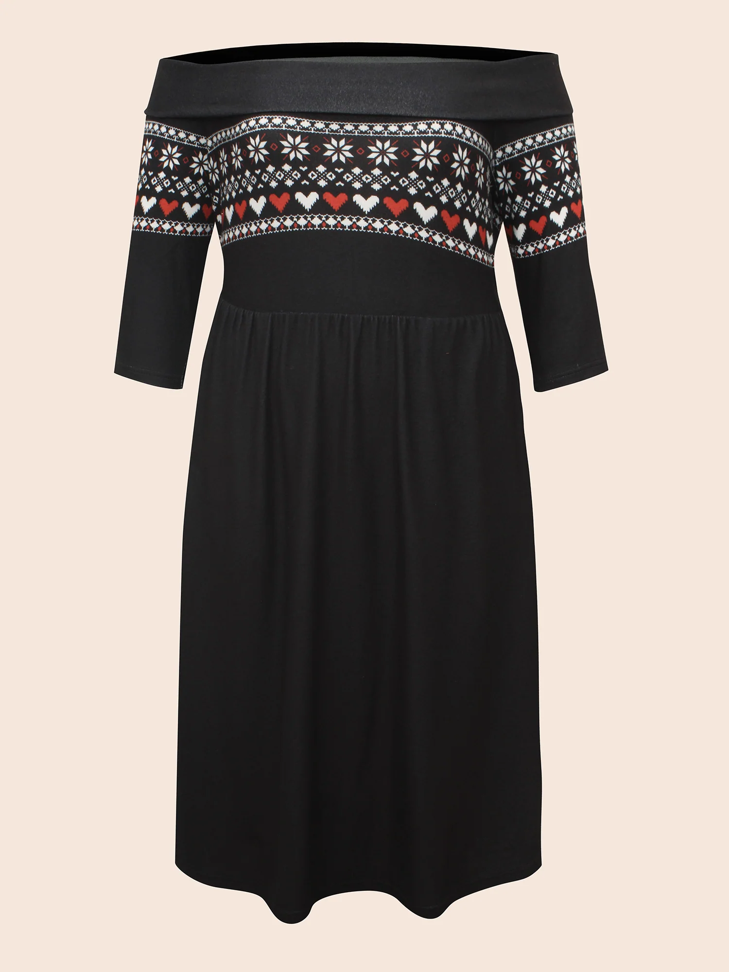 Geometric Off Shoulder Neck Midi Dress - Image 7