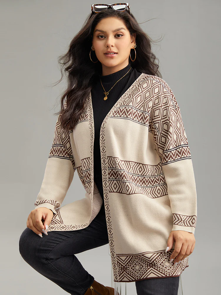 Geometric Open Front Cardigan - Image 3
