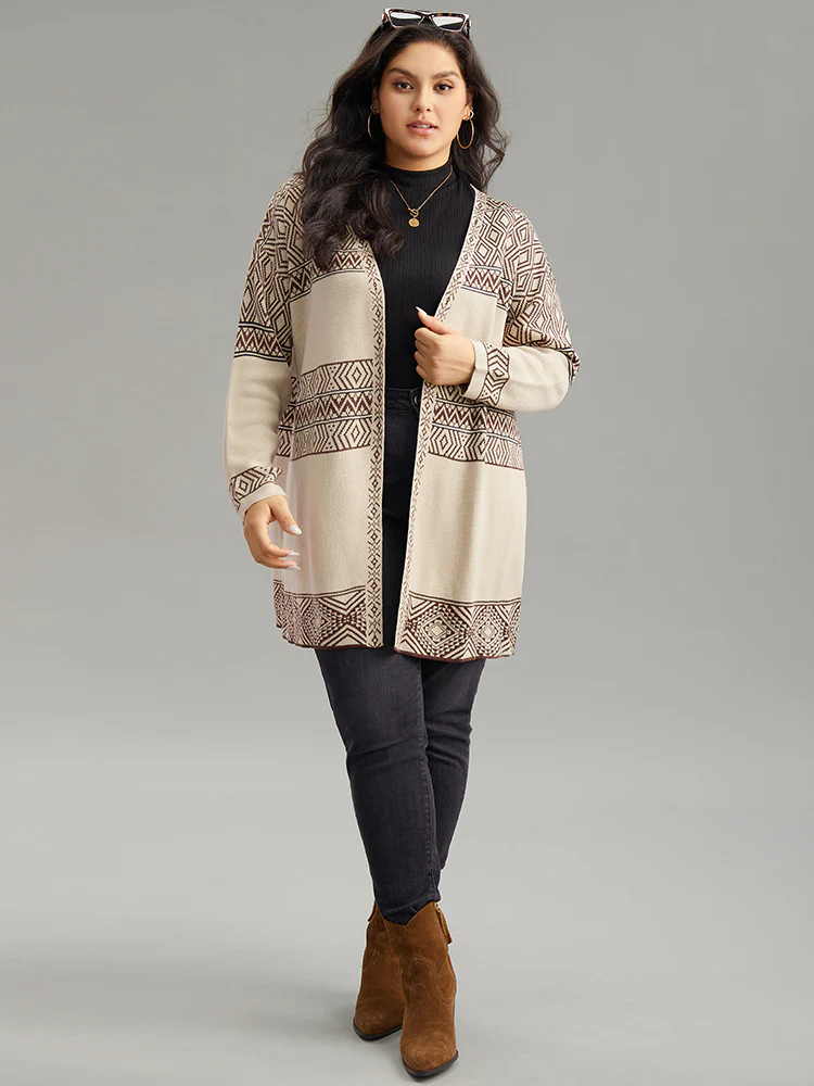 Geometric Open Front Cardigan - Image 5