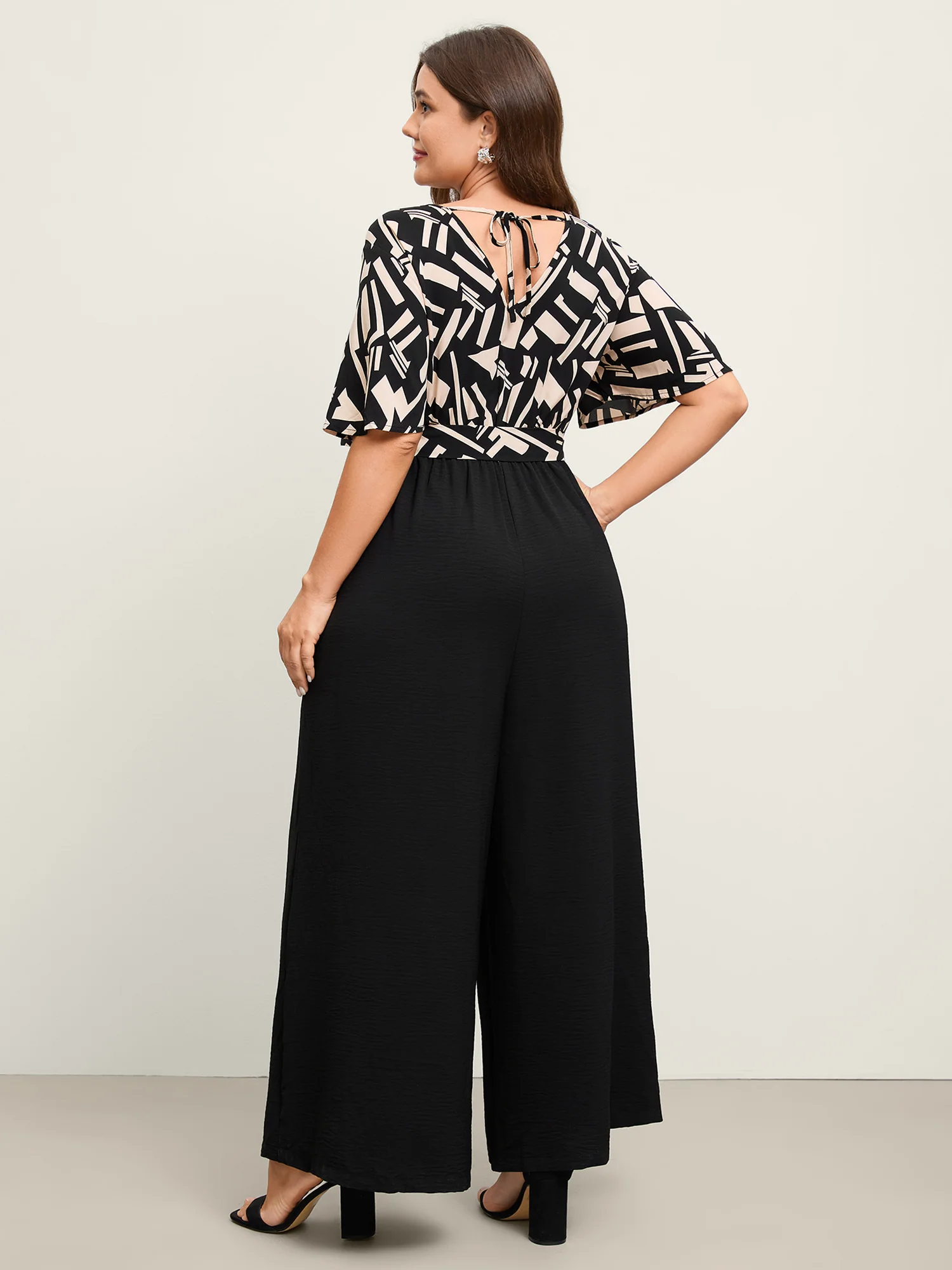 Geometric Pattern Contrast Pockets Jumpsuit - Image 4