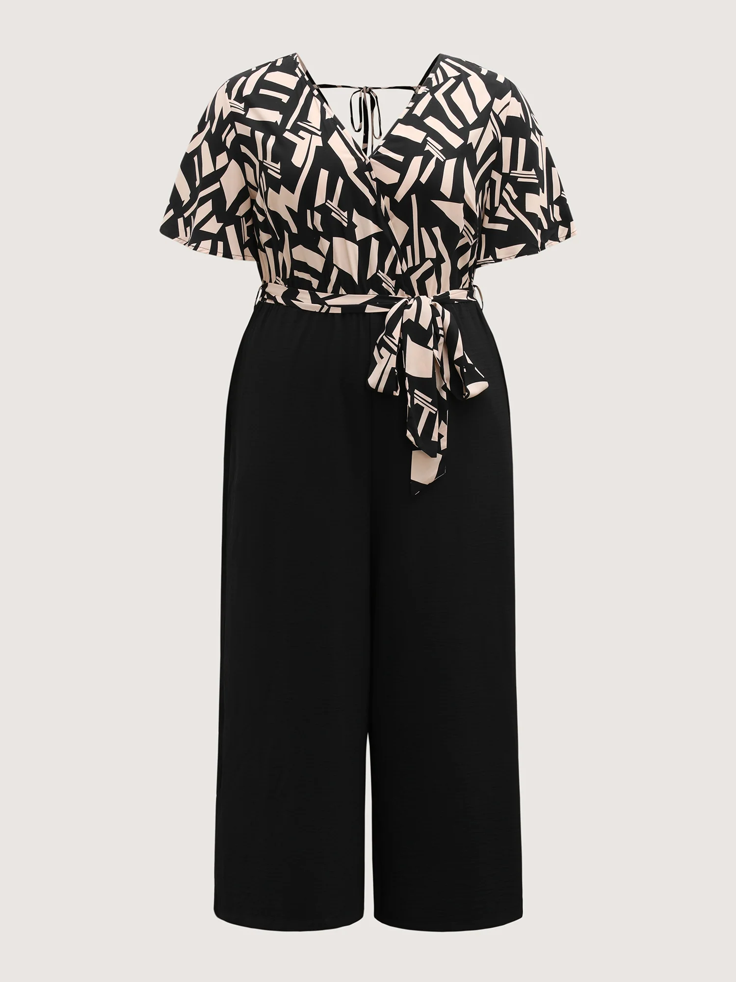 Geometric Pattern Contrast Pockets Jumpsuit - Image 7