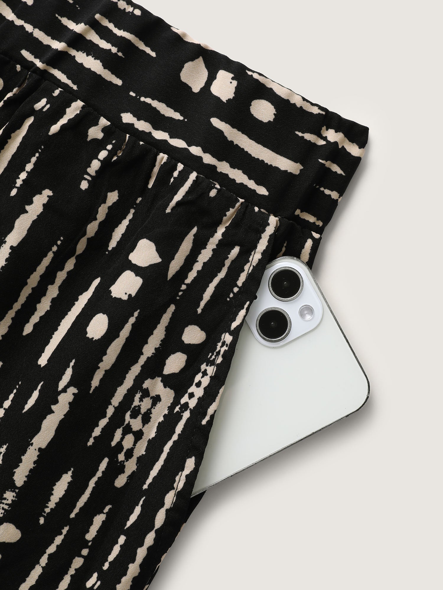 Geometric Pattern Cropped Wide-Leg Pants - Image 6