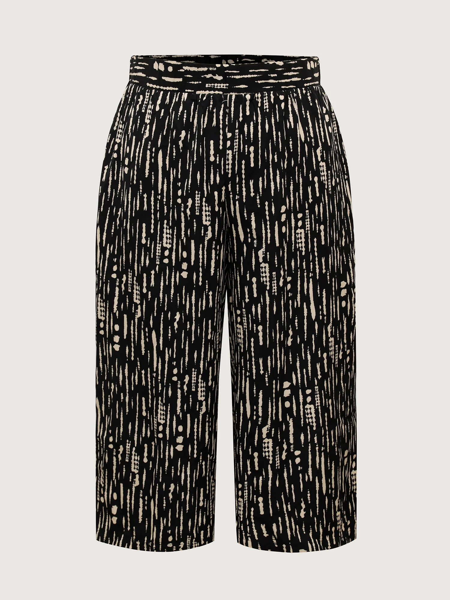 Geometric Pattern Cropped Wide-Leg Pants - Image 7