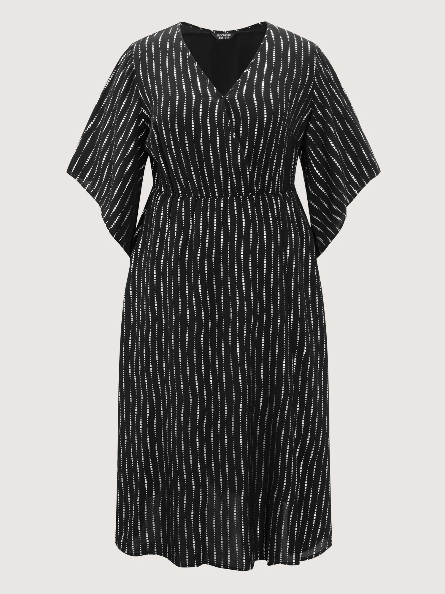 Geometric Pattern Flared Sleeve Midi Dress - Image 7