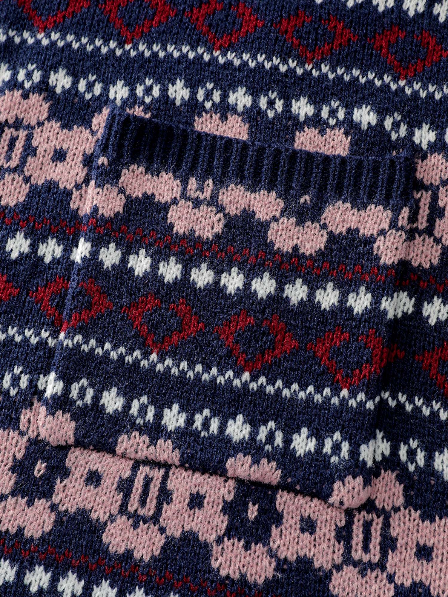 Geometric Pattern Patch Pocket Button Knit Cardigan - Image 6