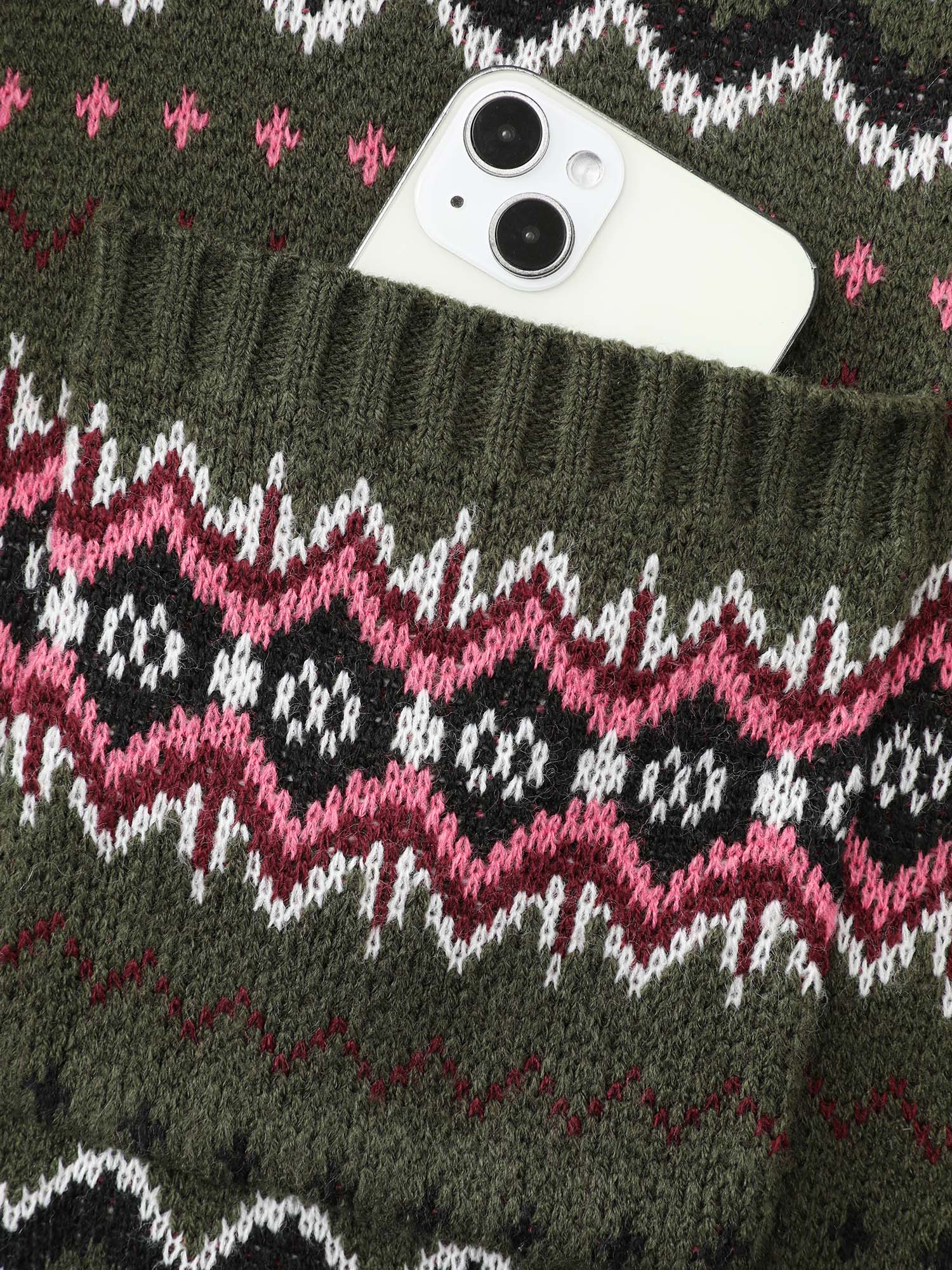 Geometric Pattern Pockets Open-Front Cardigan - Image 6