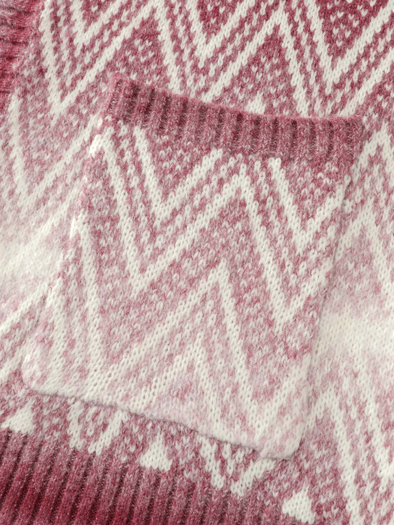 Geometric Pattern Pockets Open-Front Knit Cardigan - Image 5