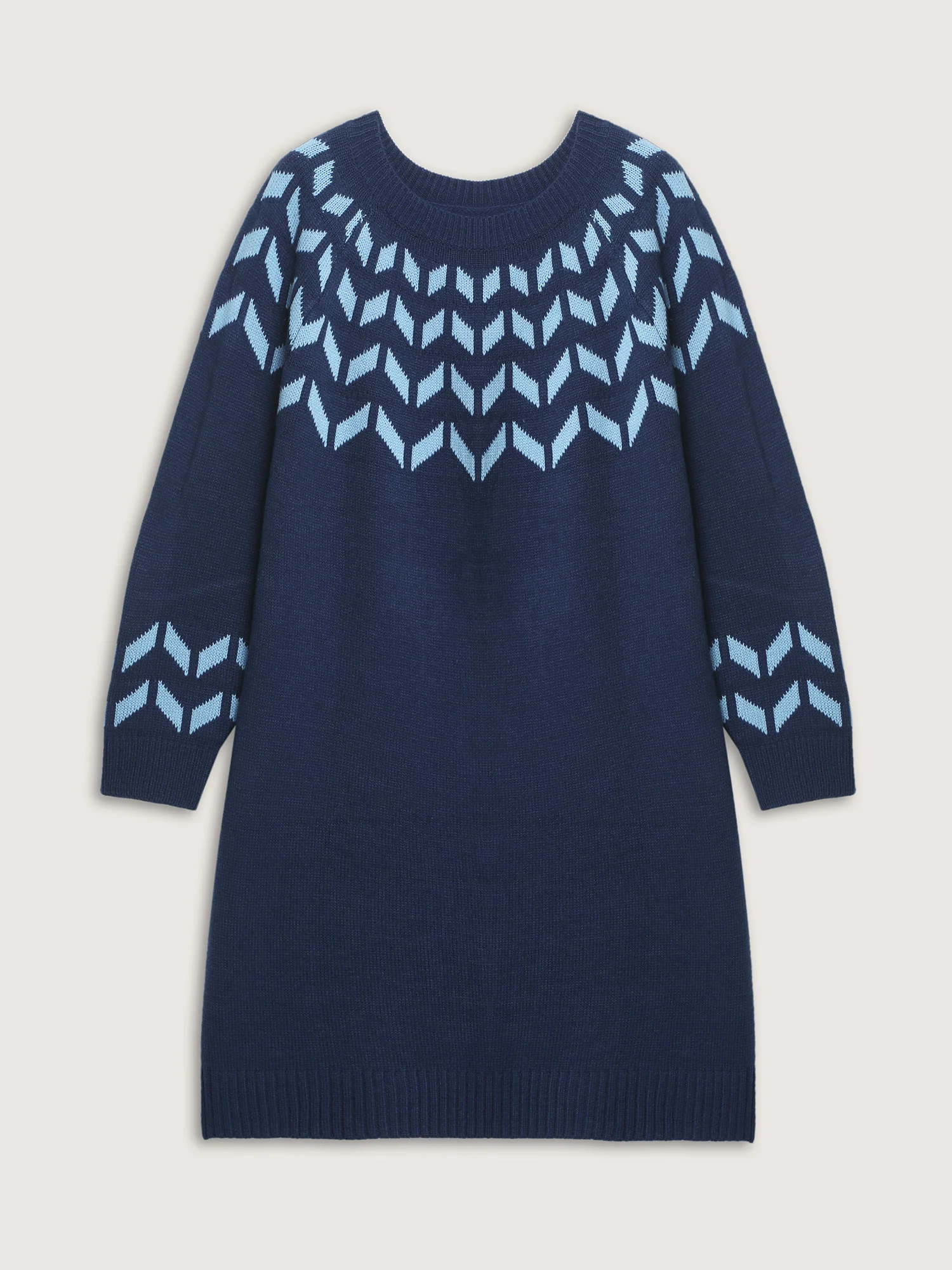Geometric Pattern Raglan Sleeve Midi Sweater Dress - Image 7