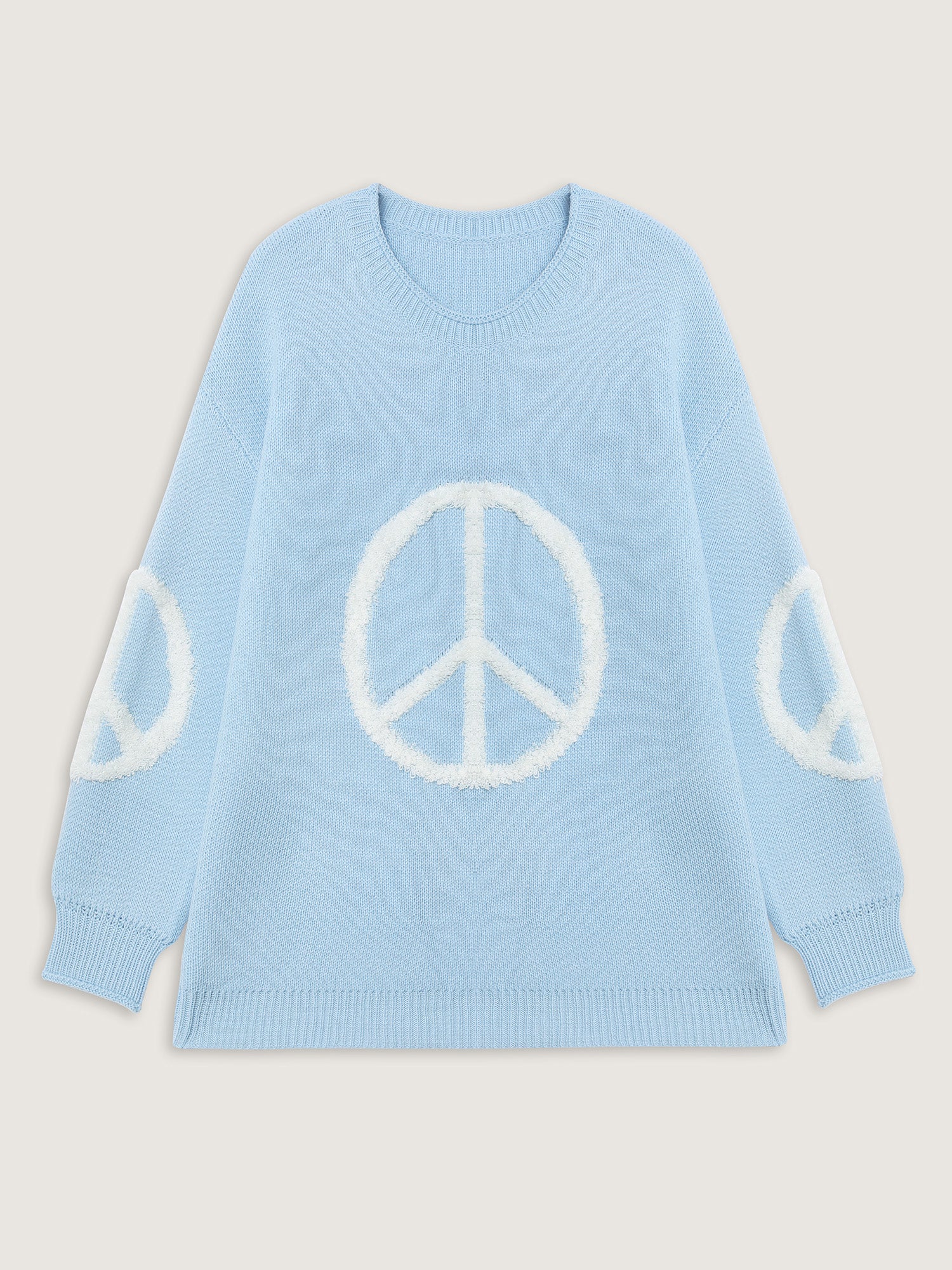 Geometric Pattern Textured Ribbed Hem Pullover - Image 5