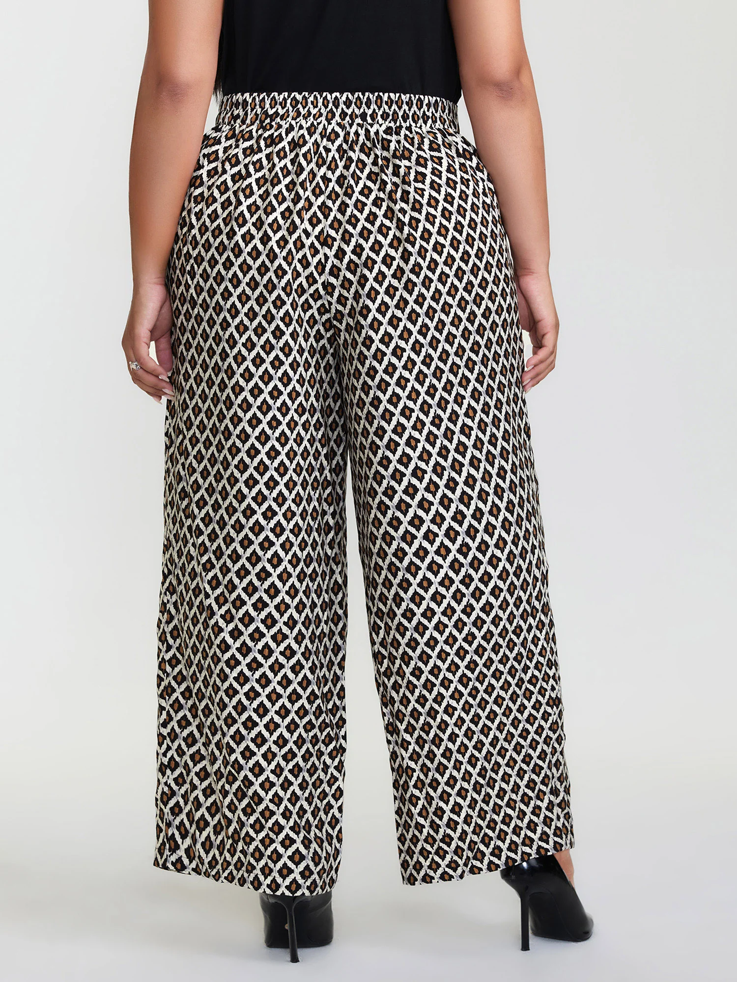Geometric Pattern Wide-Leg Pants - Image 5