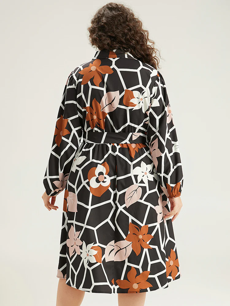 Geometric & Plants Button Through Pocket Dress - Image 4