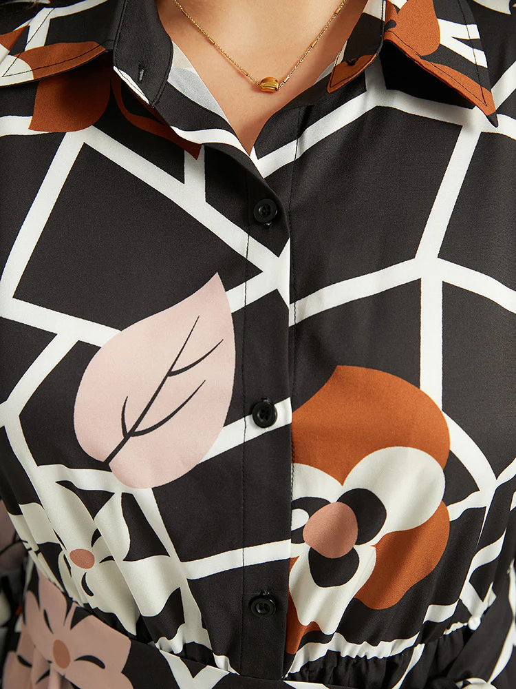 Geometric & Plants Button Through Pocket Dress - Image 5