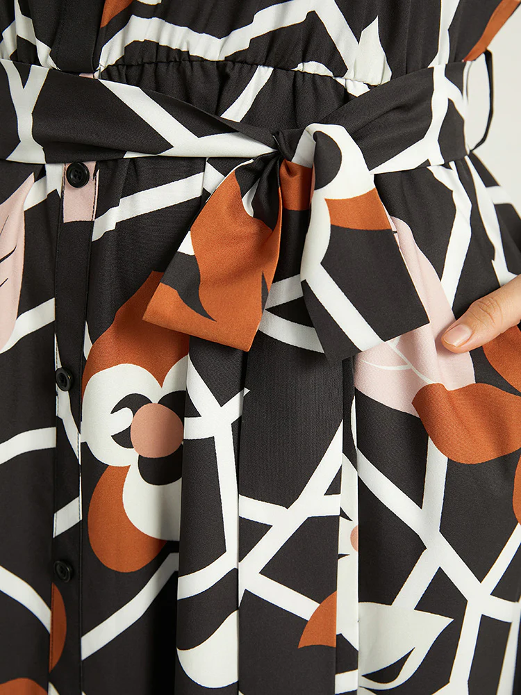 Geometric & Plants Button Through Pocket Dress - Image 6