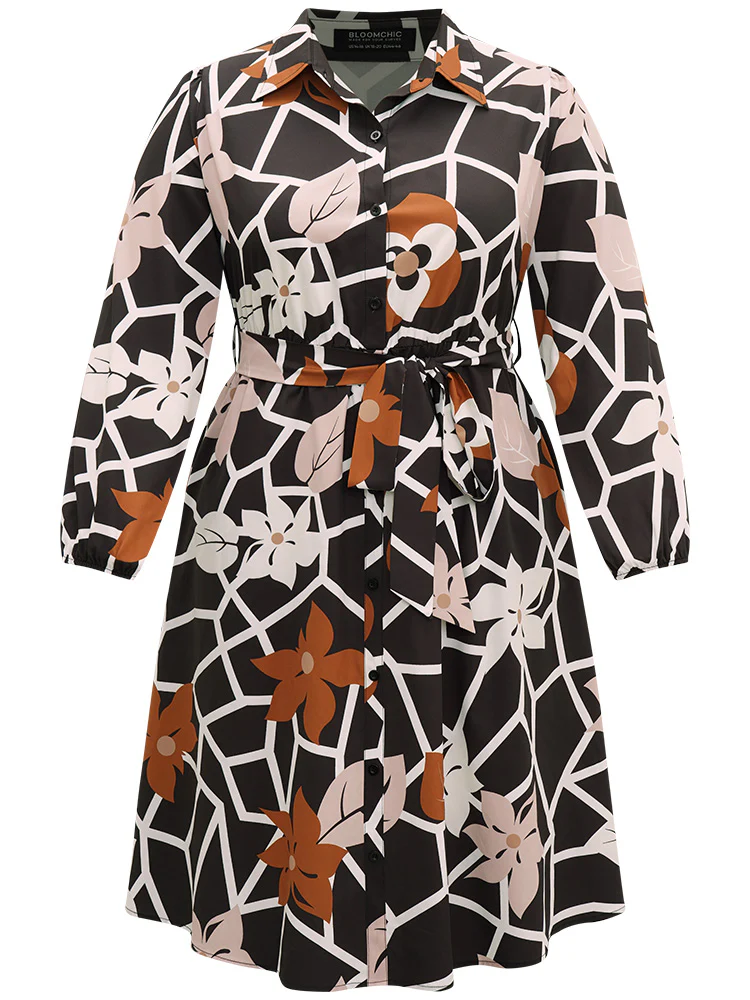 Geometric & Plants Button Through Pocket Dress - Image 8