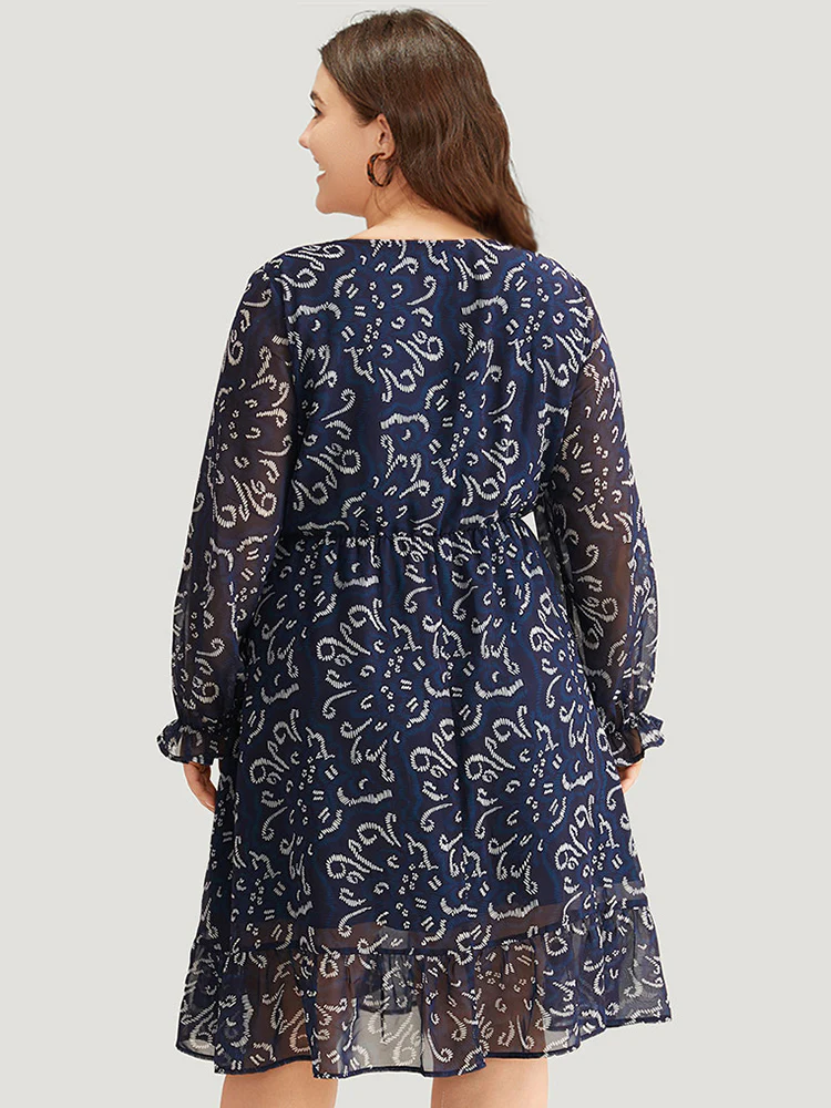 Geometric Pocket Ruched Mesh Dress - Image 5