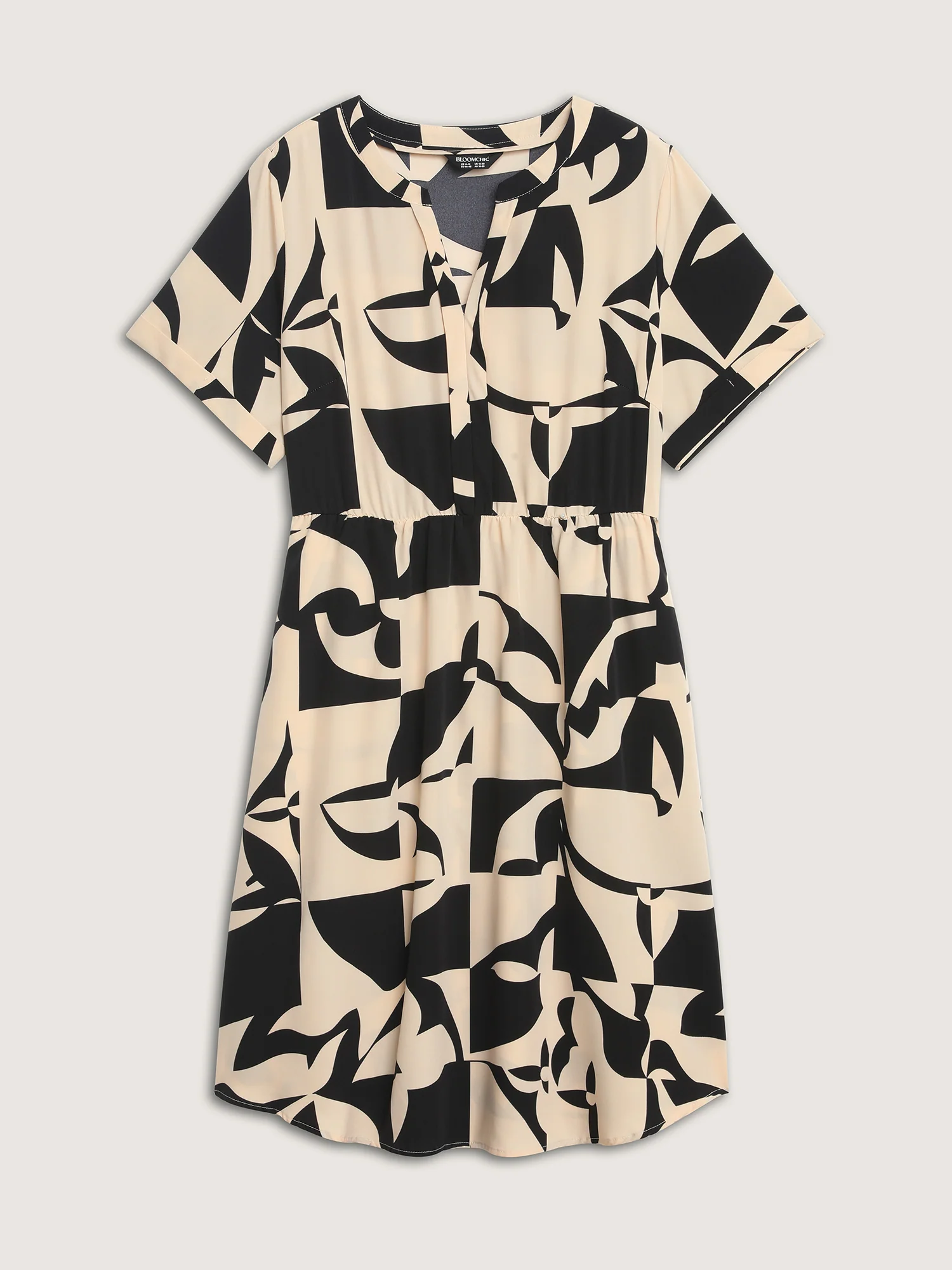 Geometric Print Arc Hem Midi Dress - Image 7