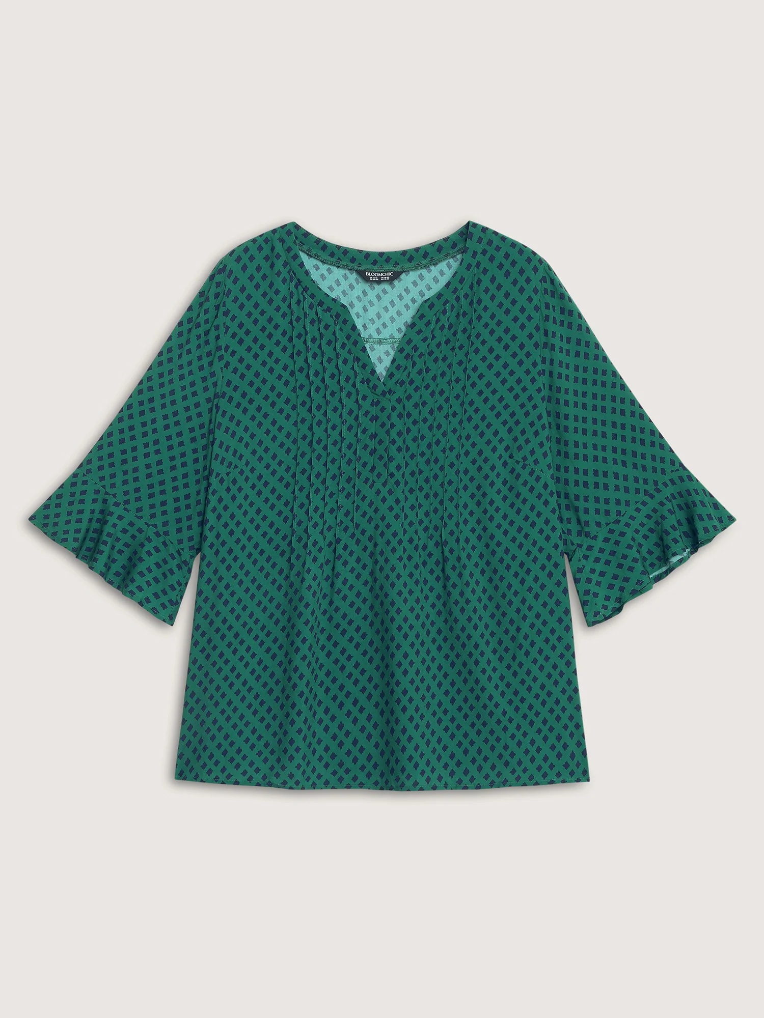 Geometric Print Bust-Ease Split Neck Blouse - Image 6