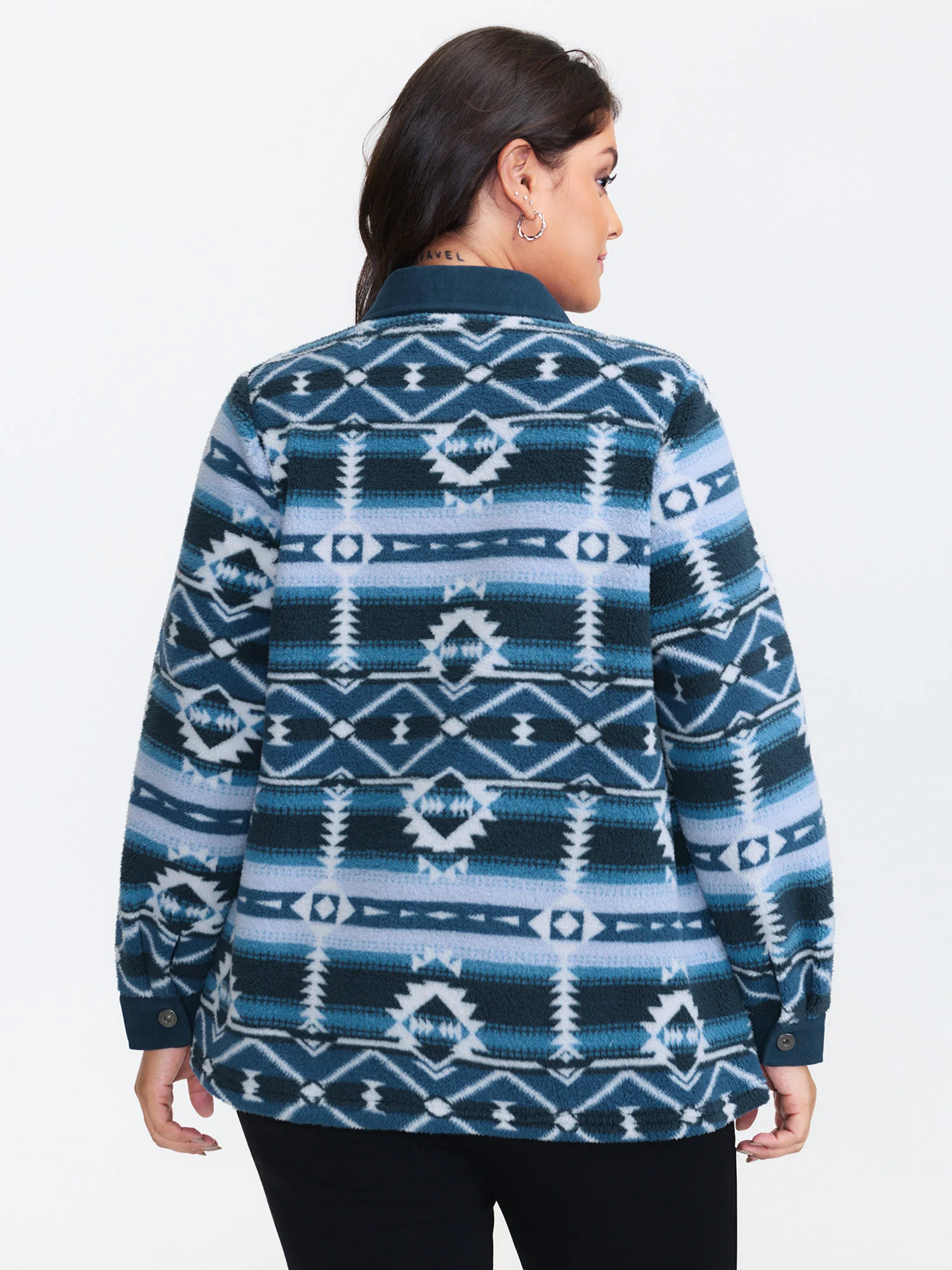 Geometric Print Button Jacket - Image 4