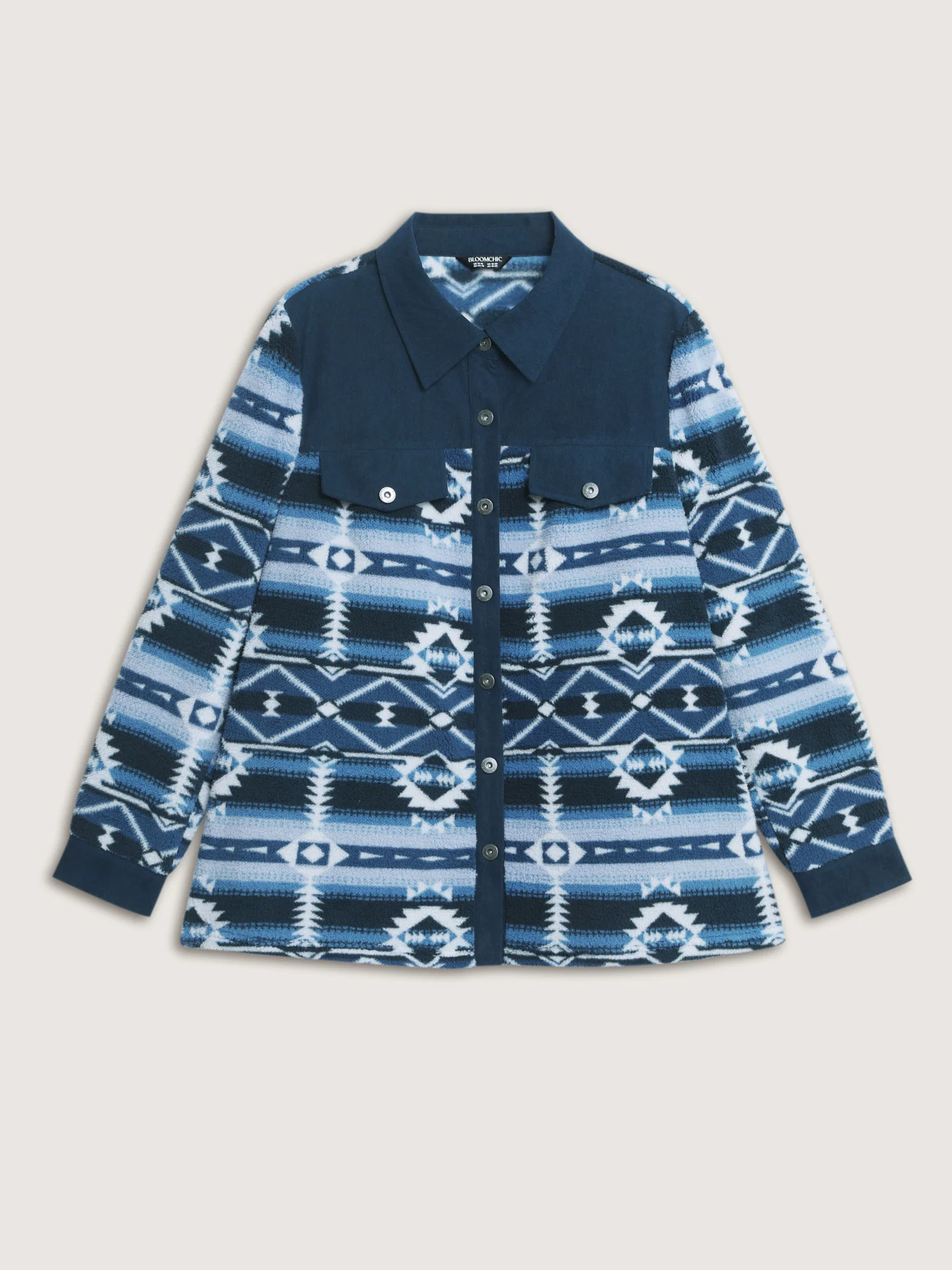 Geometric Print Button Jacket - Image 5