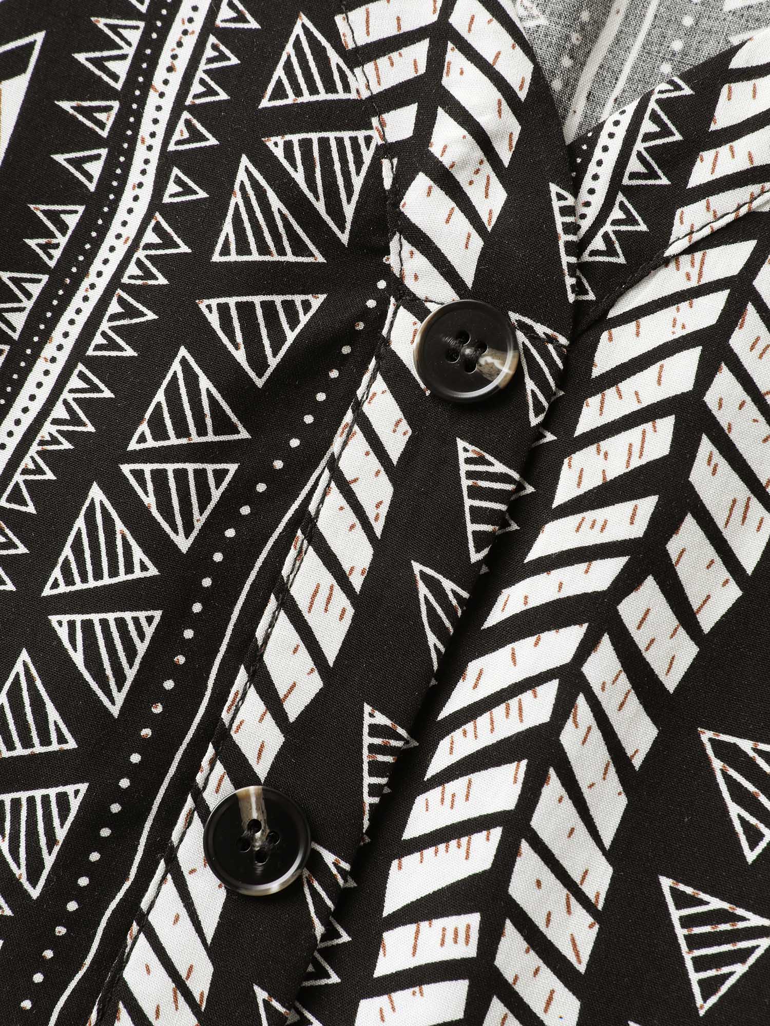 Geometric Print Button Layered Blouse - Image 5