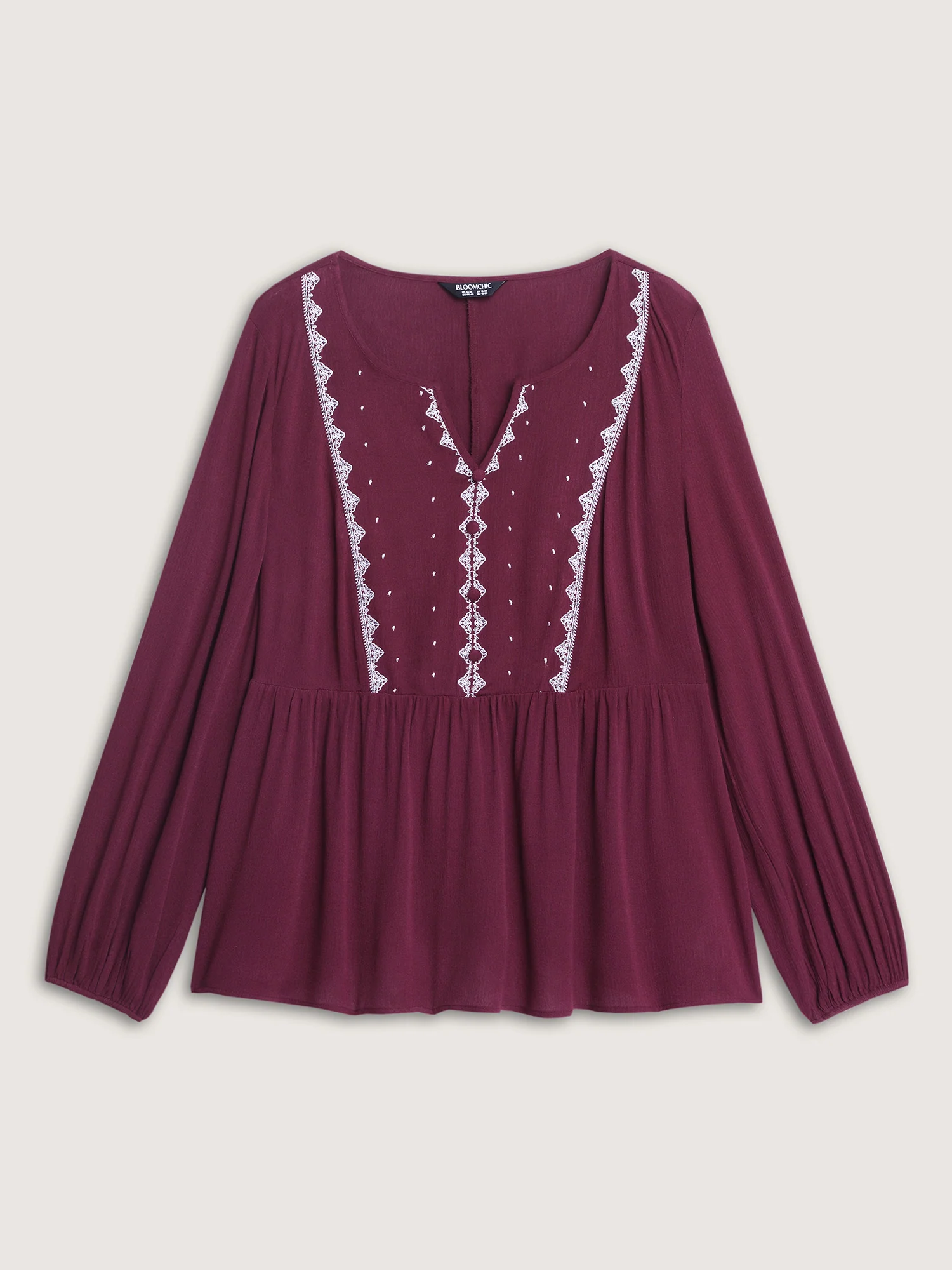 Geometric Print Cinched Flared Blouse - Image 7