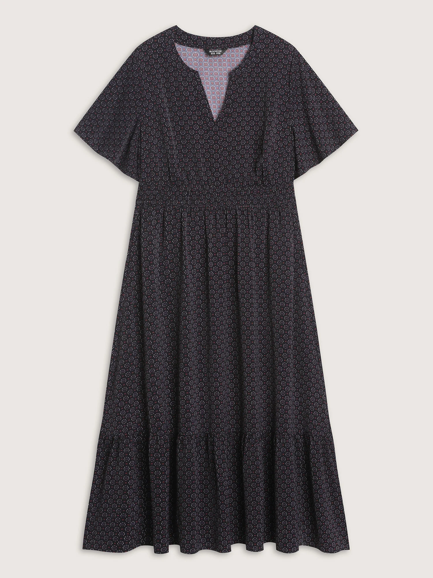 Geometric Print Cinched-Waist Maxi Dress - Image 7