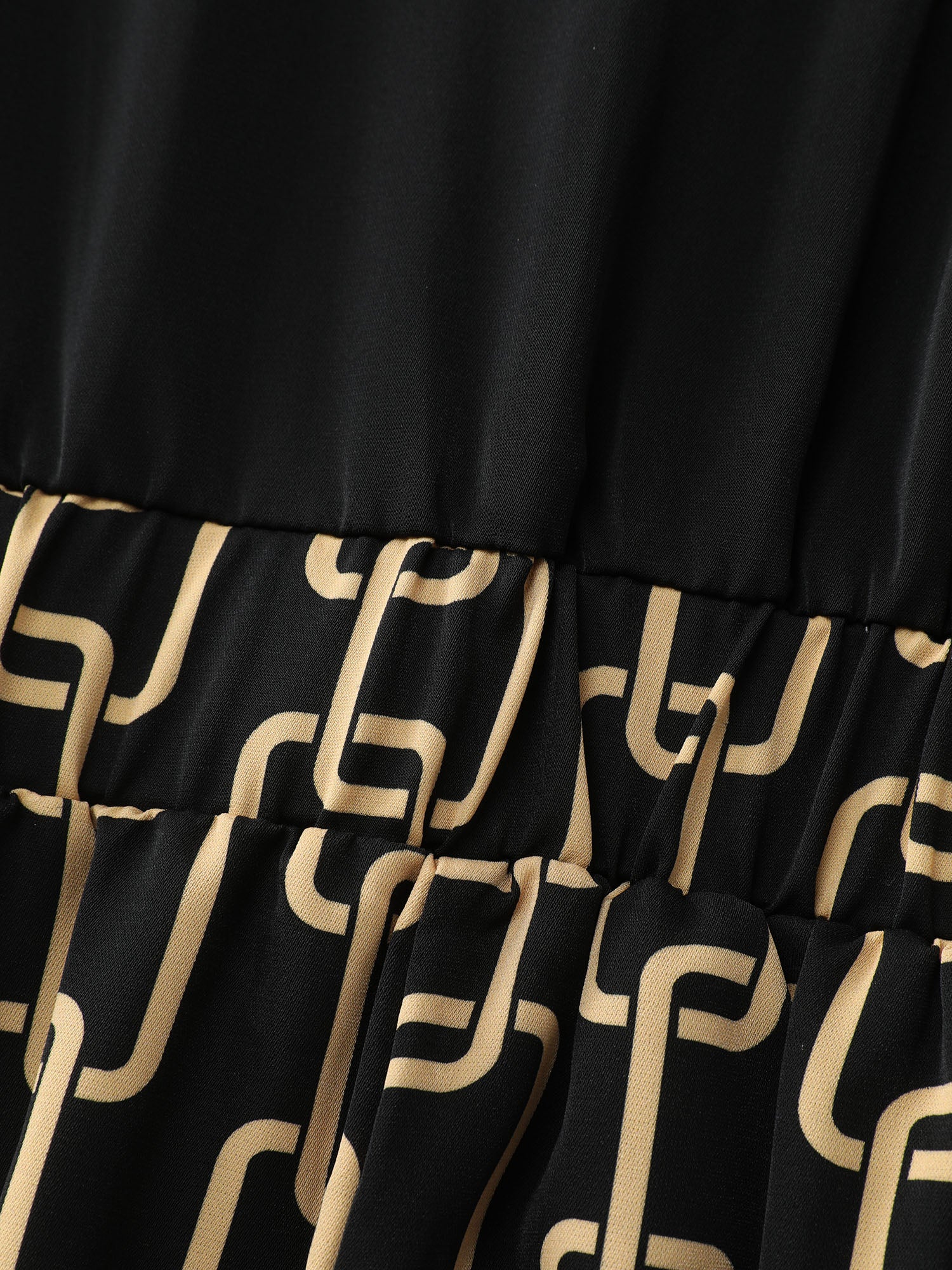 Geometric Print Collar Contrast Midi Dress - Image 6