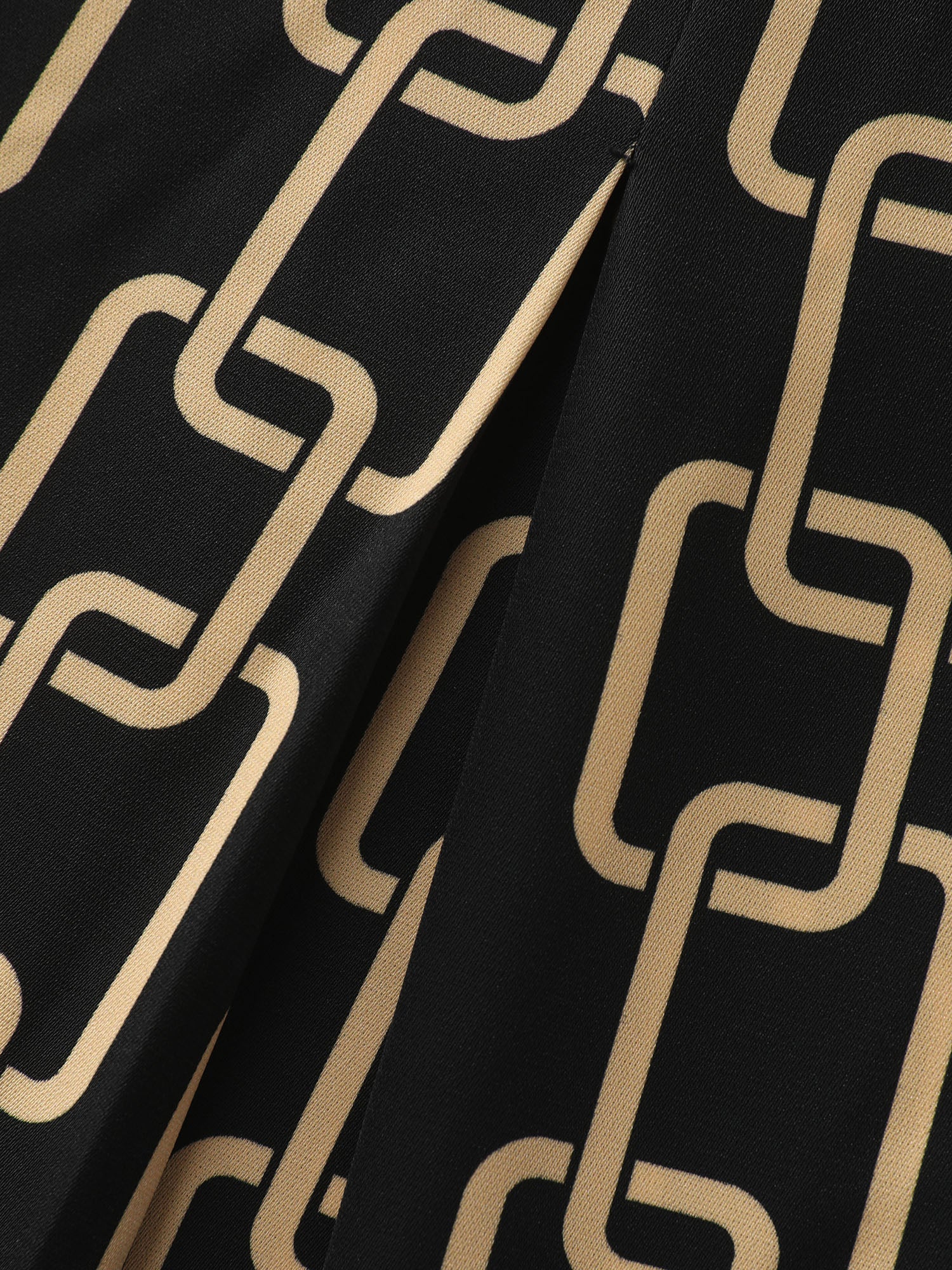 Geometric Print Collar Contrast Midi Dress - Image 7