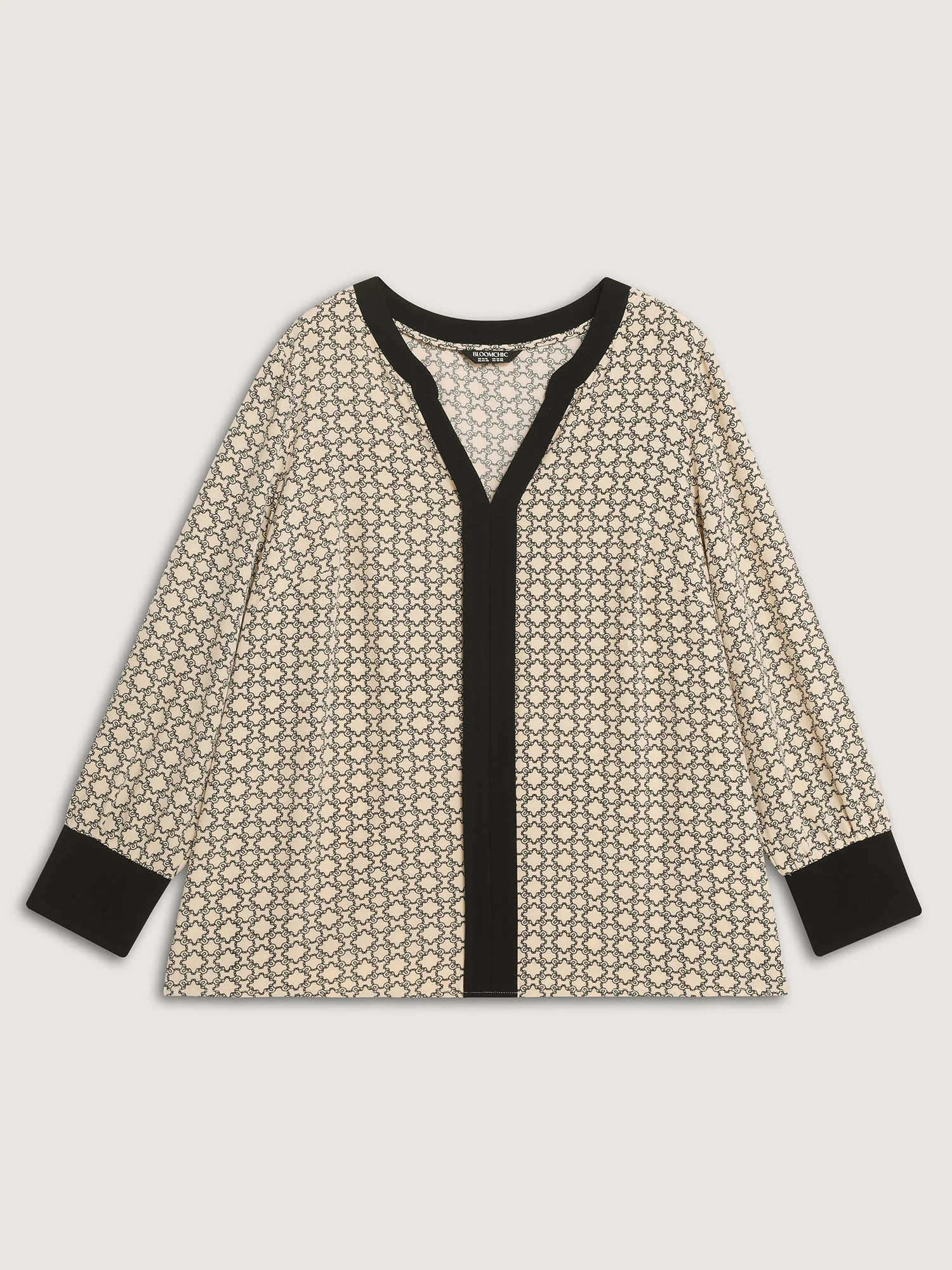 Geometric Print Color Contrast Blouse - Image 8