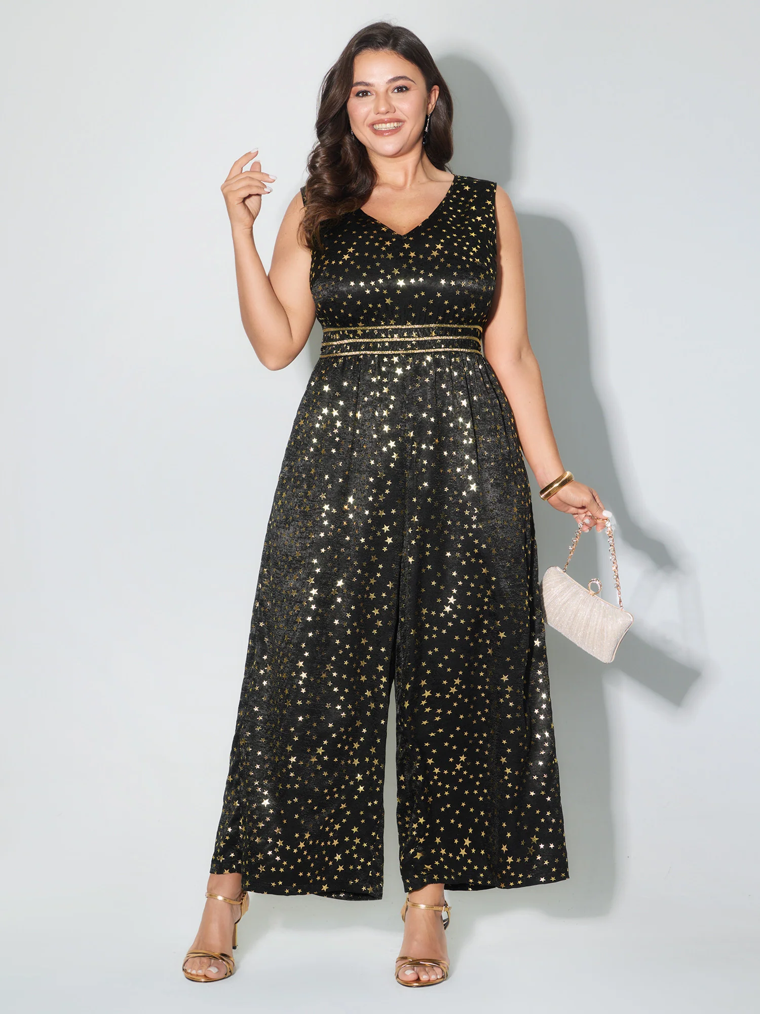 Geometric Print Color Contrast Jumpsuit - Image 2