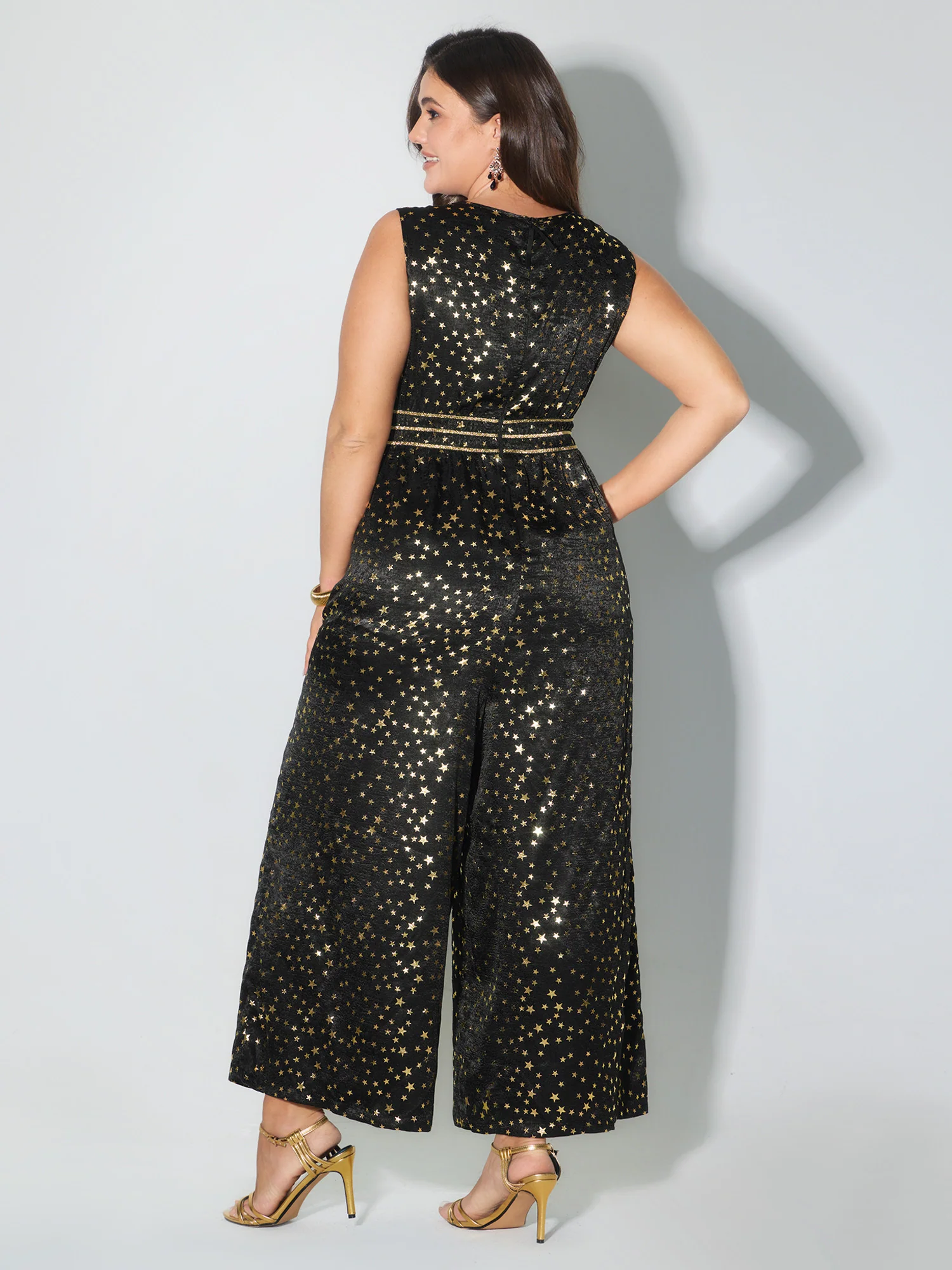 Geometric Print Color Contrast Jumpsuit - Image 4