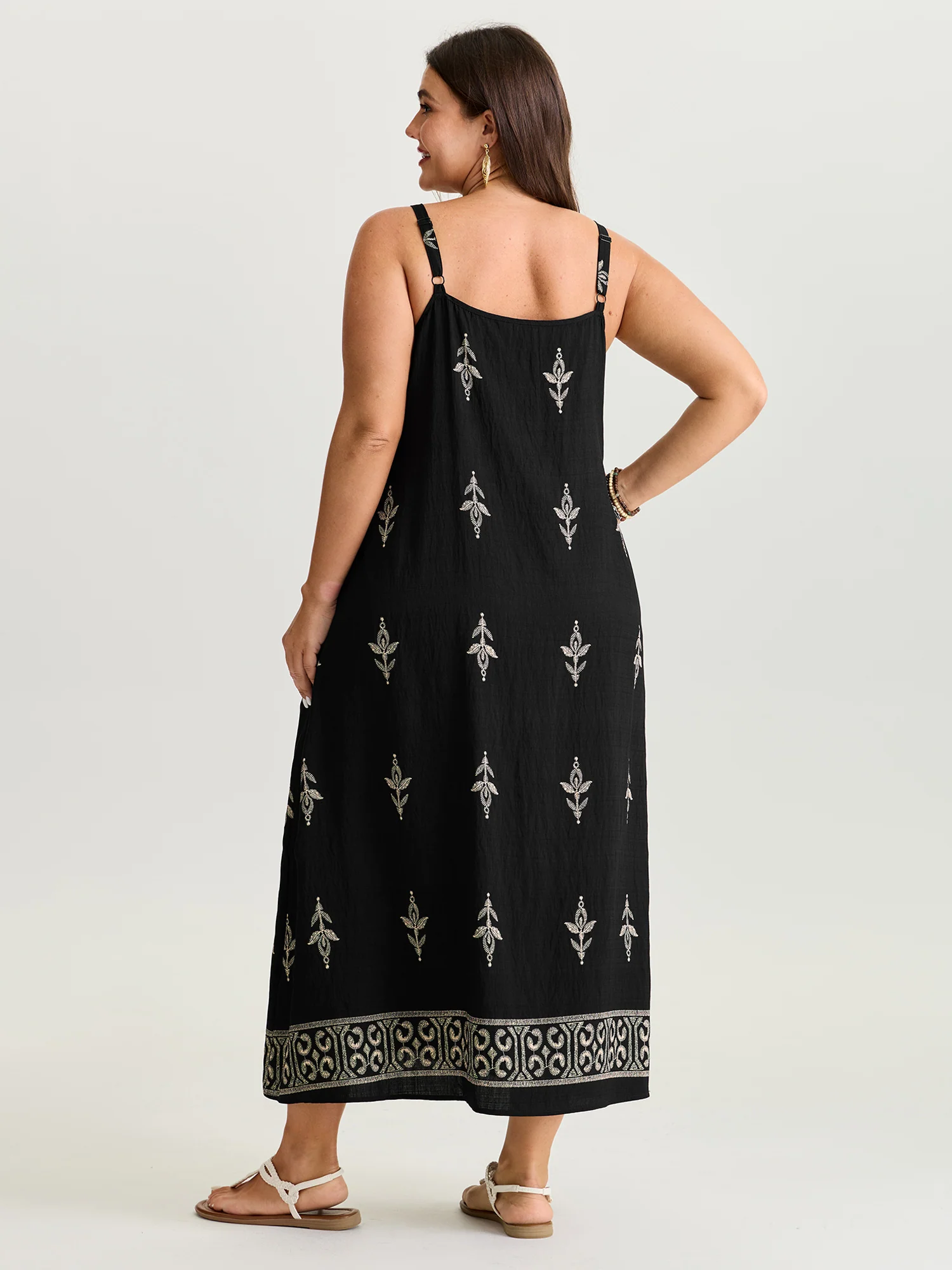 Geometric Print Color Contrast Maxi Dress - Image 4