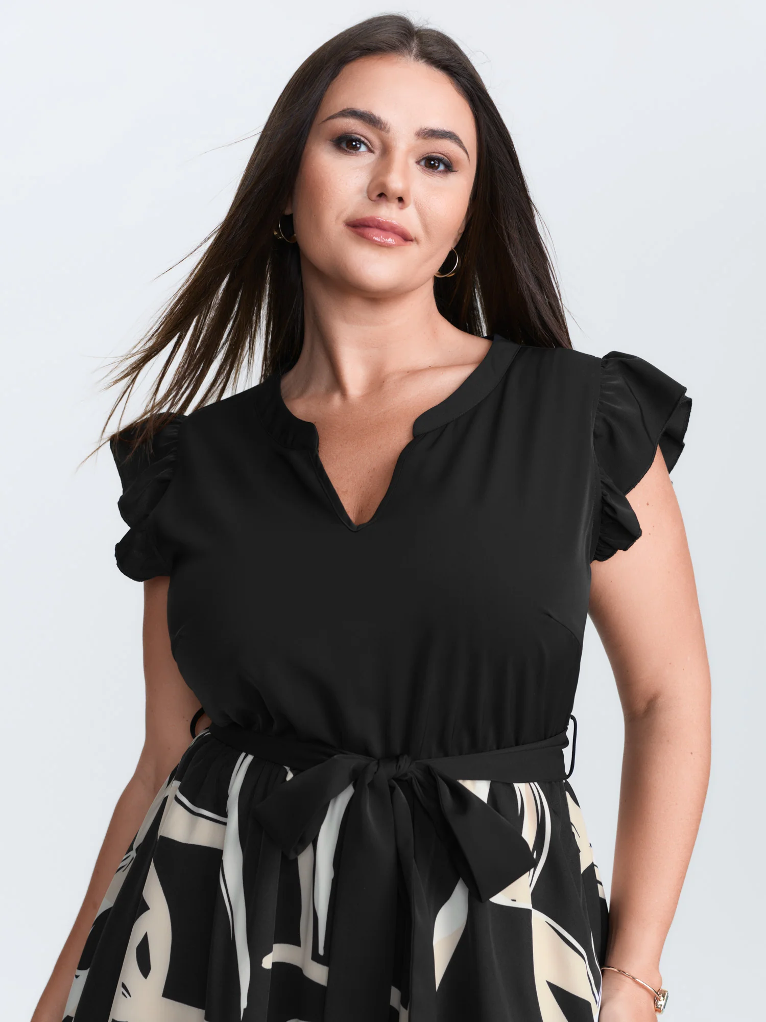 Geometric Print Color Contrast Mini Dress - Image 2