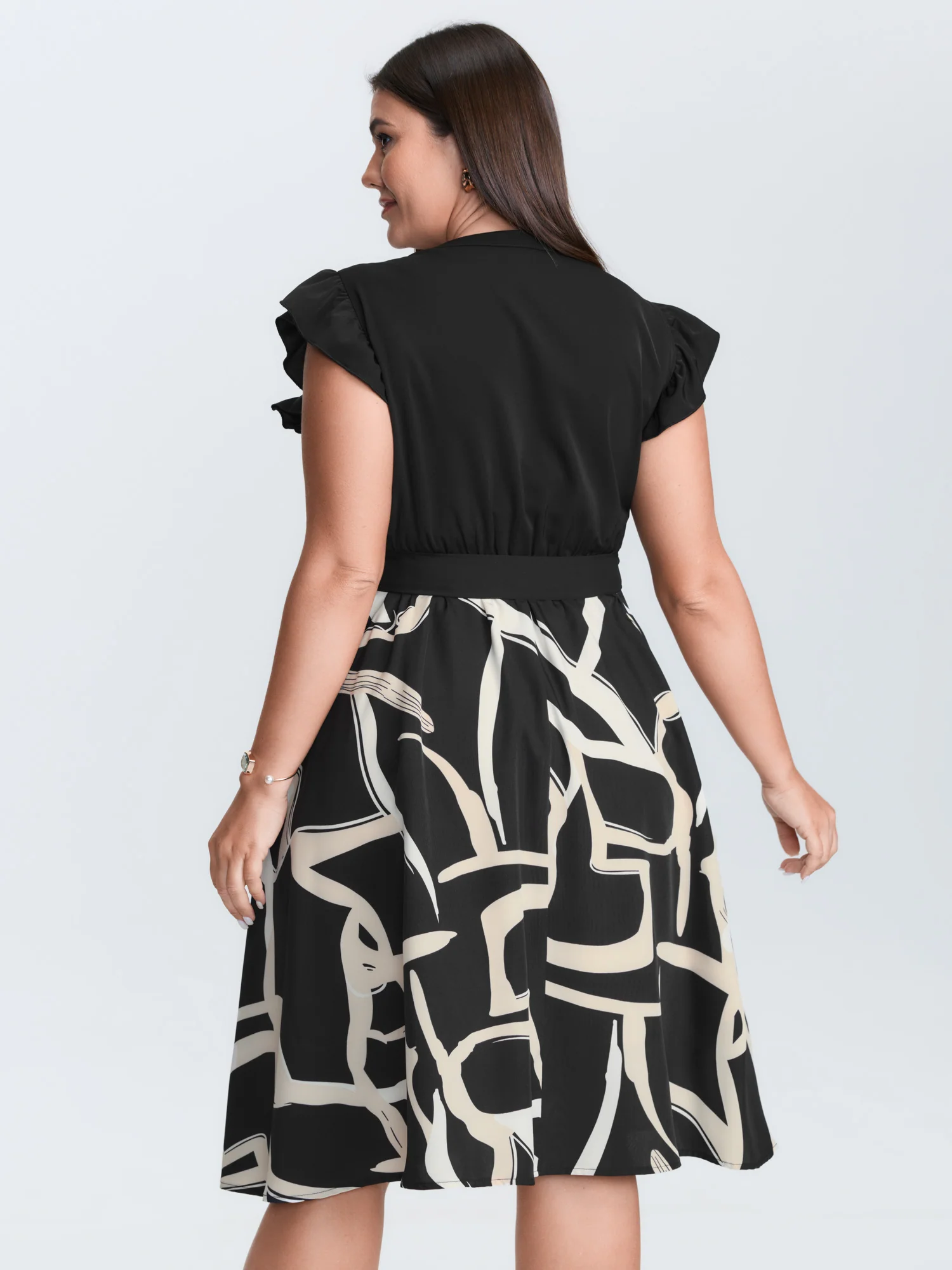 Geometric Print Color Contrast Mini Dress - Image 4
