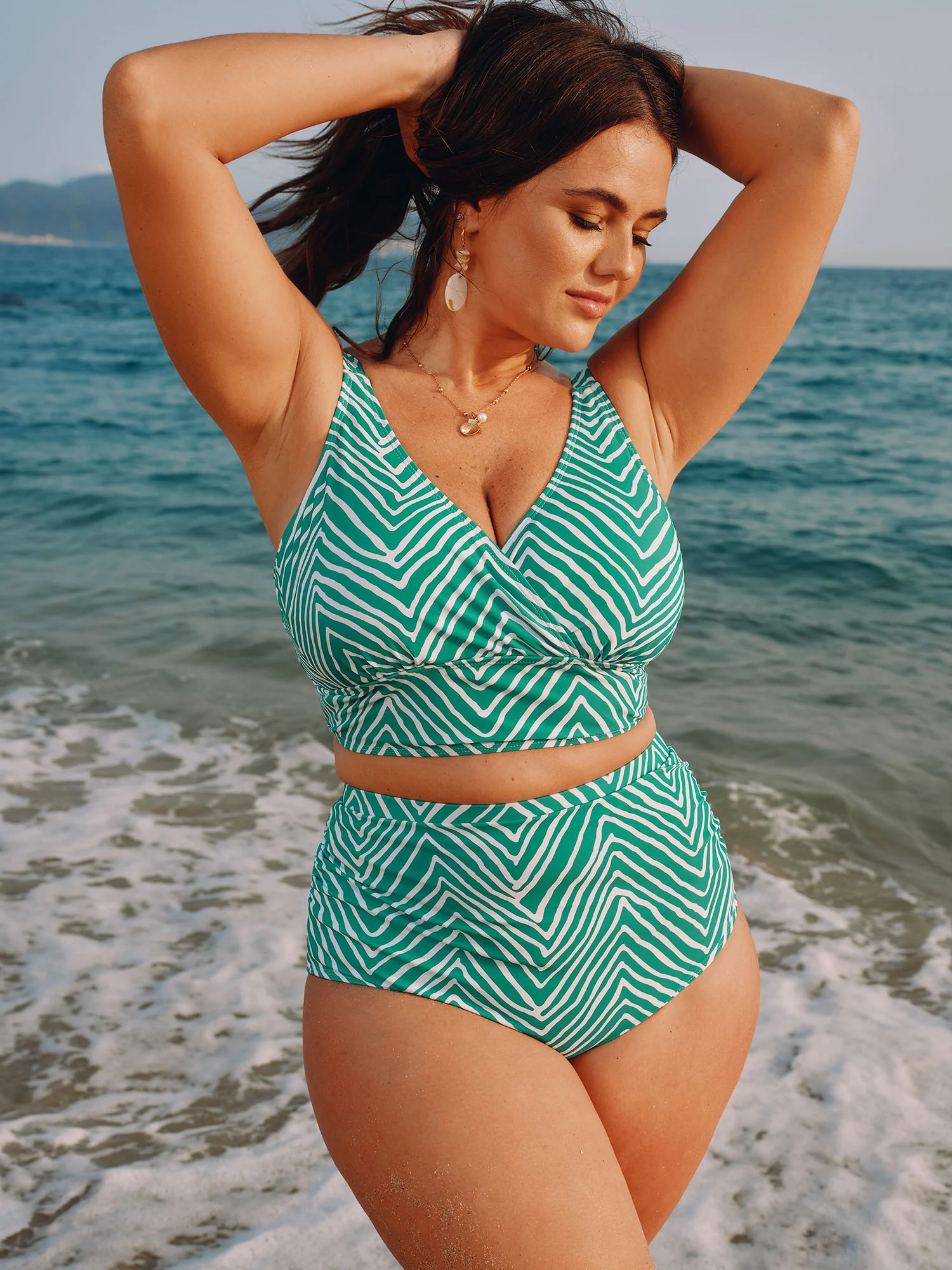 Geometric Print Color Contrast Bikini Bottoms - Image 2