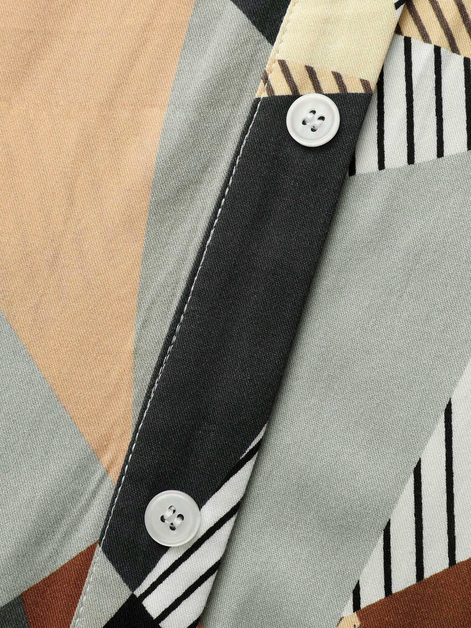 Geometric Print Contrast Tab Sleeve Midi Dress - Image 6