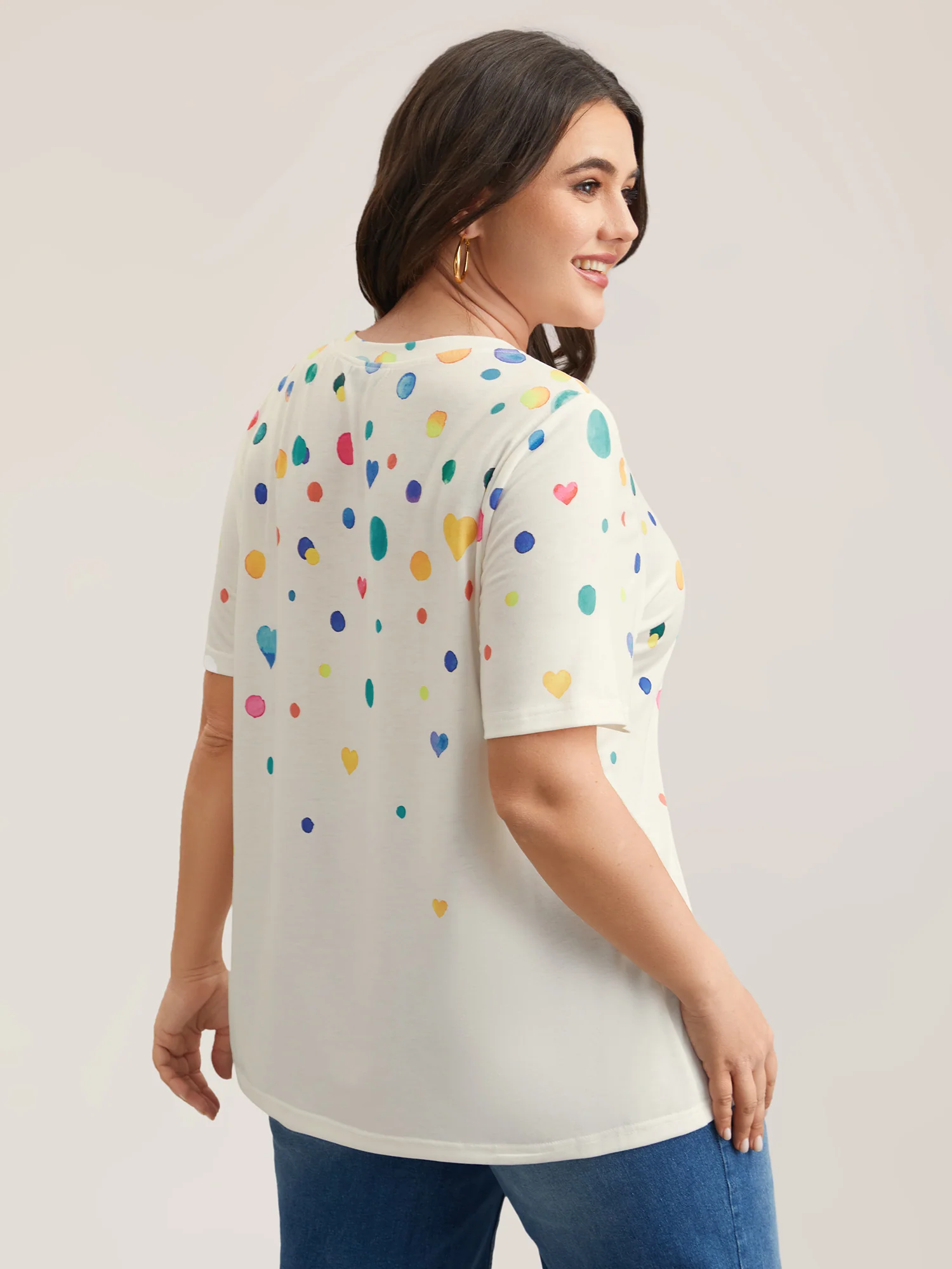 Geometric Print Crew Neck Fitted T-Shirt - Image 5