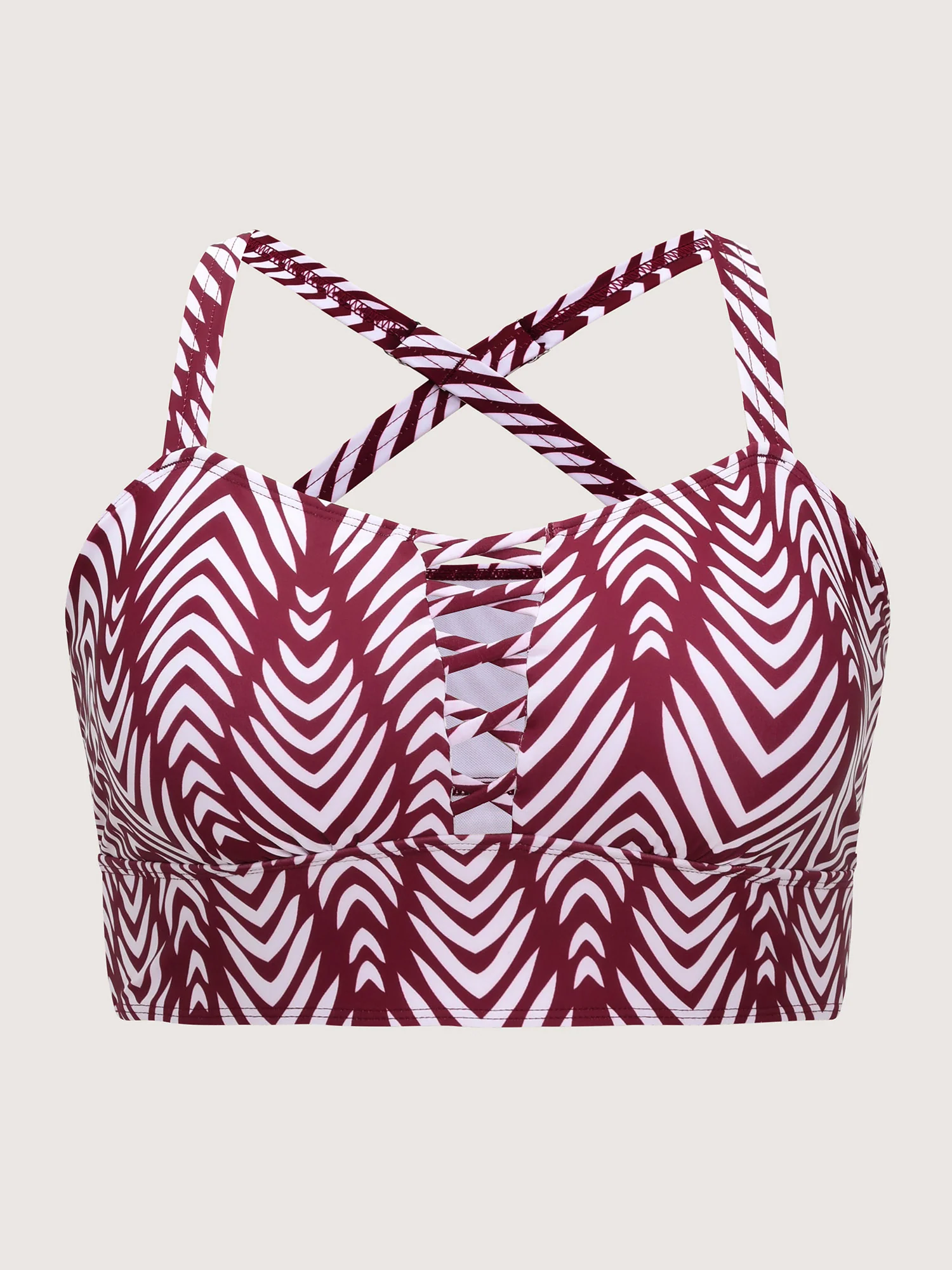 Geometric Print Cut-Out Ties Bikini Top - Image 8