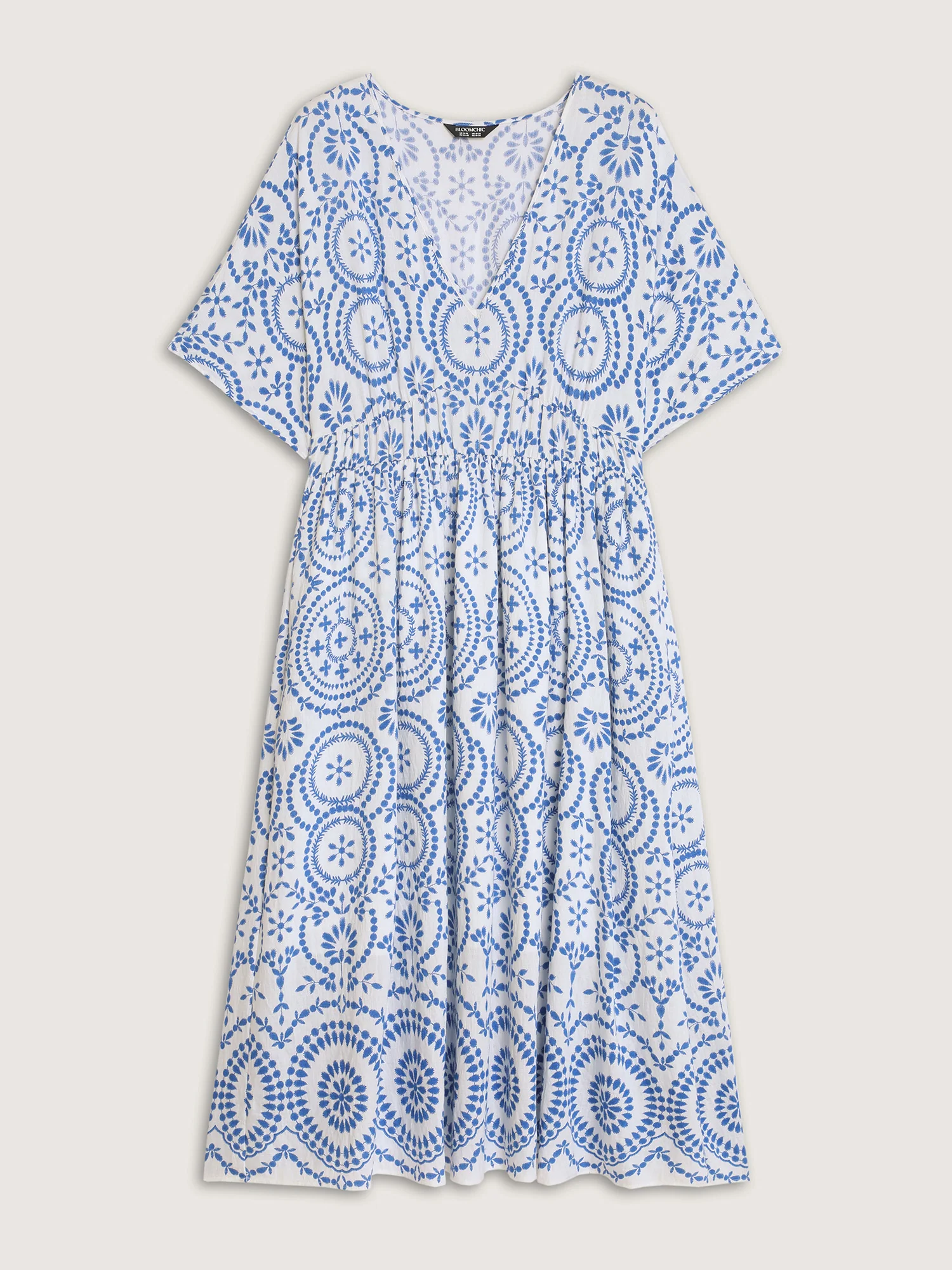 Geometric Print Deep V-Neckline Maxi Dress - Image 7