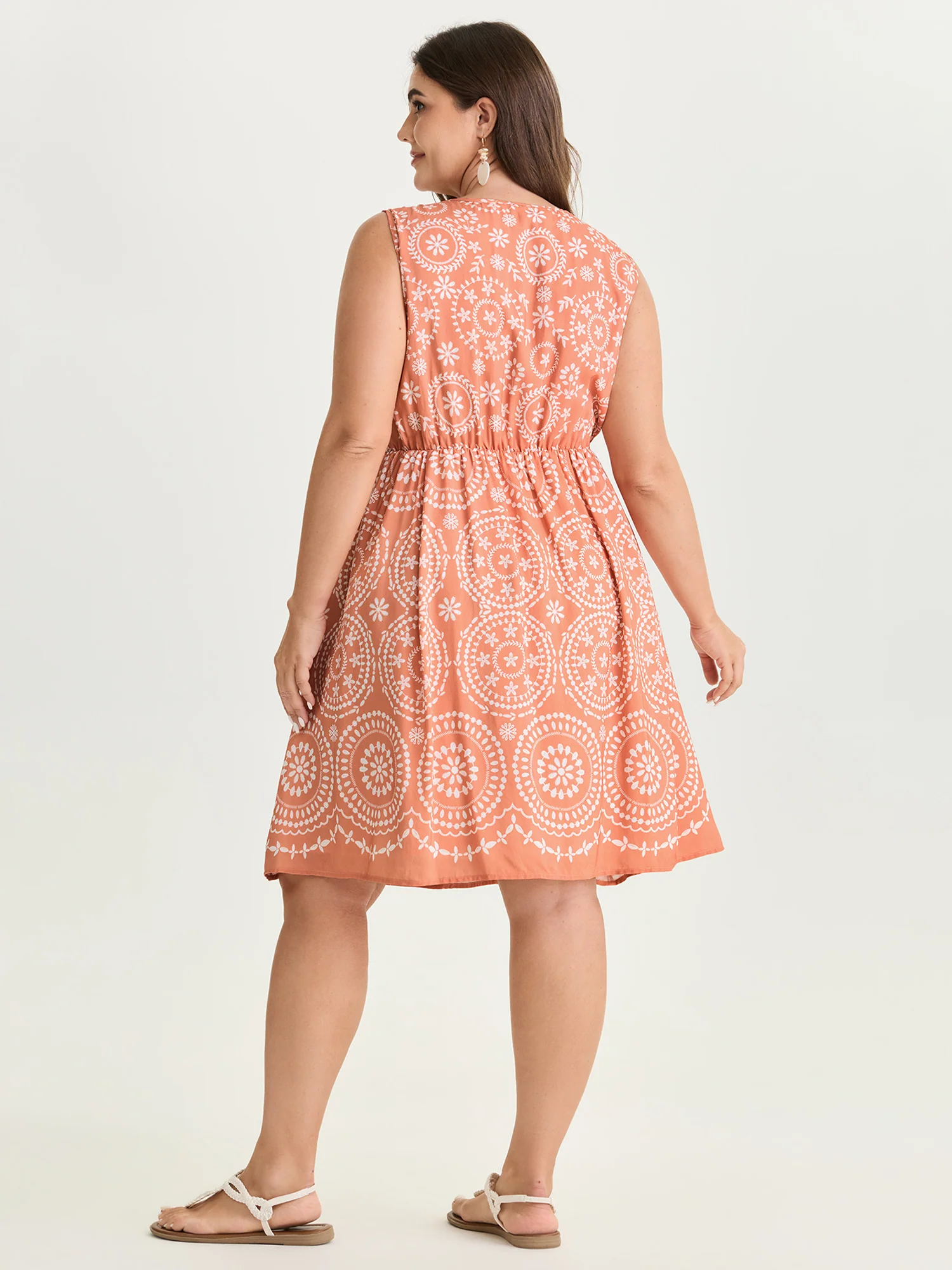 Geometric Print Deep V-Neckline Mini Dress - Image 5