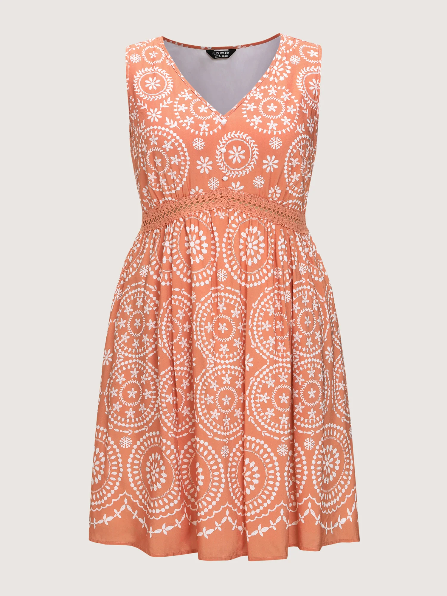 Geometric Print Deep V-Neckline Mini Dress - Image 8