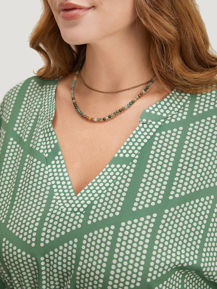 Geometric Print Dolman Sleeve Pocket Belted Ruffles Dress - Image 8