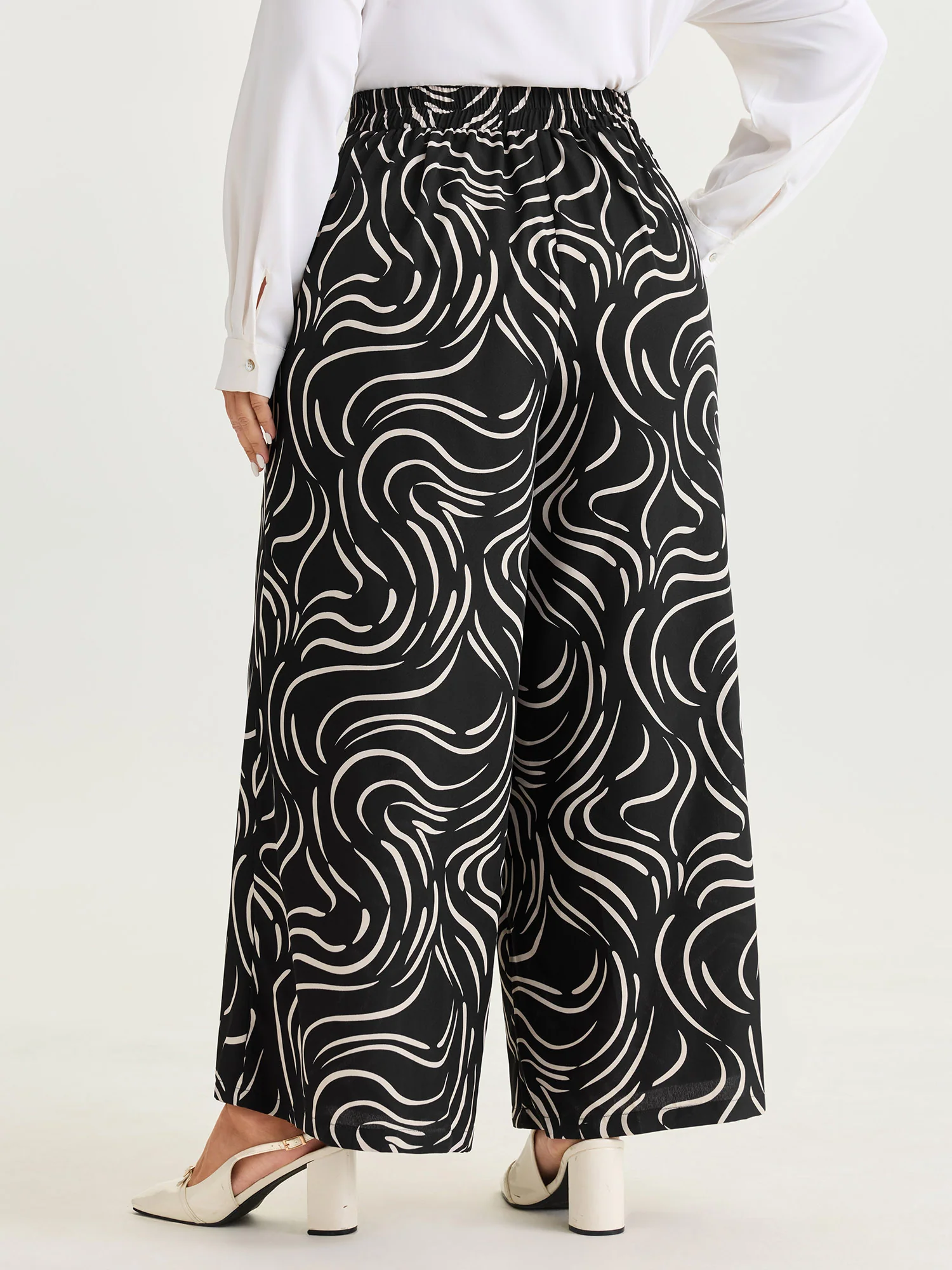 Geometric Print Elastic Waist Pants - Image 5
