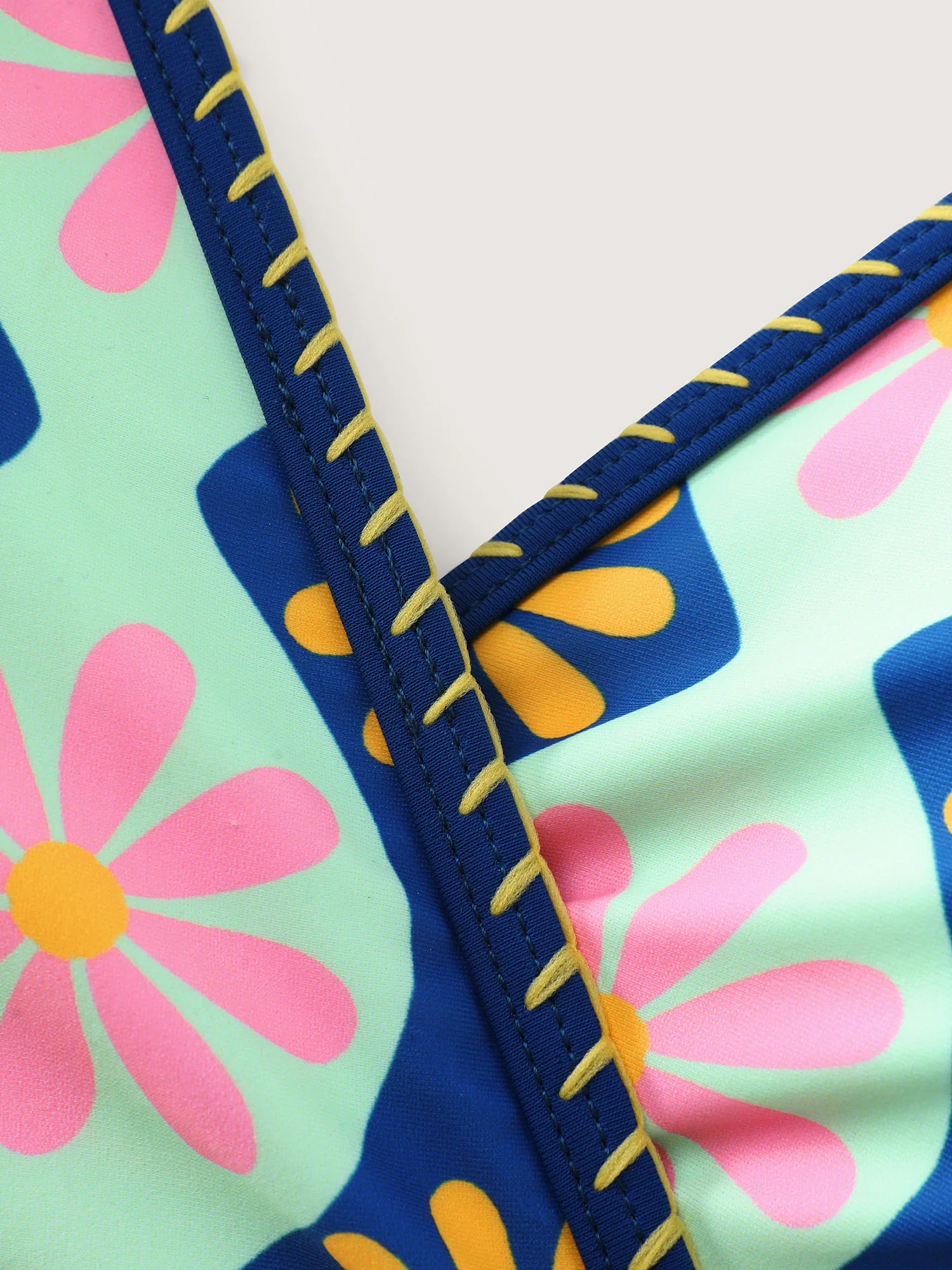 Geometric Print Embroidered One-Piece Swimsuit - Image 6